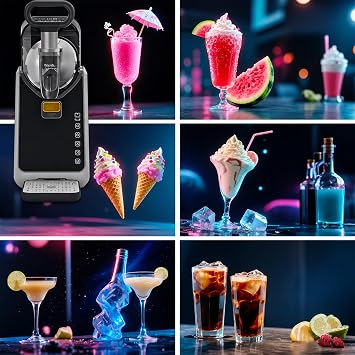 2 in 1 Slushie Maker Machine Ice Cream Maker, No Ice and Blending Needed, 5 Preset Modes, Max 2200ml Slushie, Soft Ice Cream, Spiked Slushie, Cold Drink and Milk Shake 110V50HZ