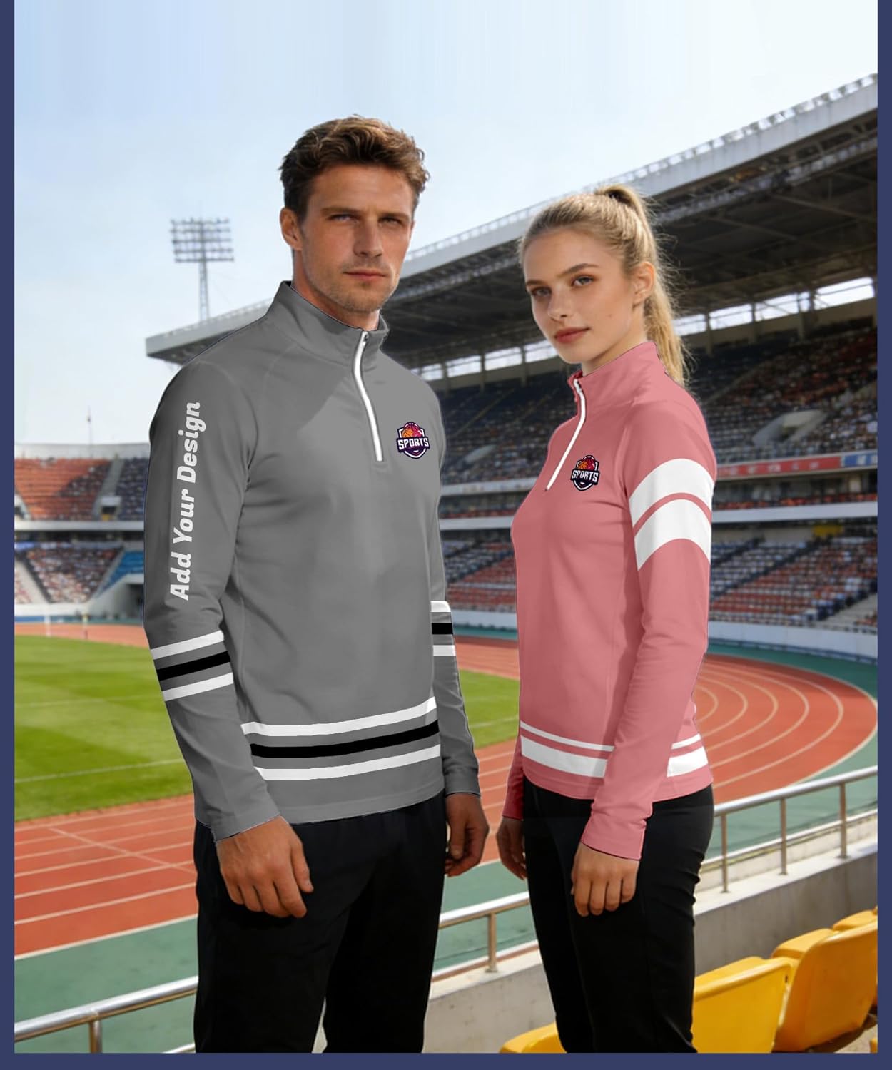 Custom Quarter Zip Pullover for Men Women Design Your Own Zip Sweatshirt Personalized Casual Long Sleeve Polo Shirt, S-4XL - Image 6