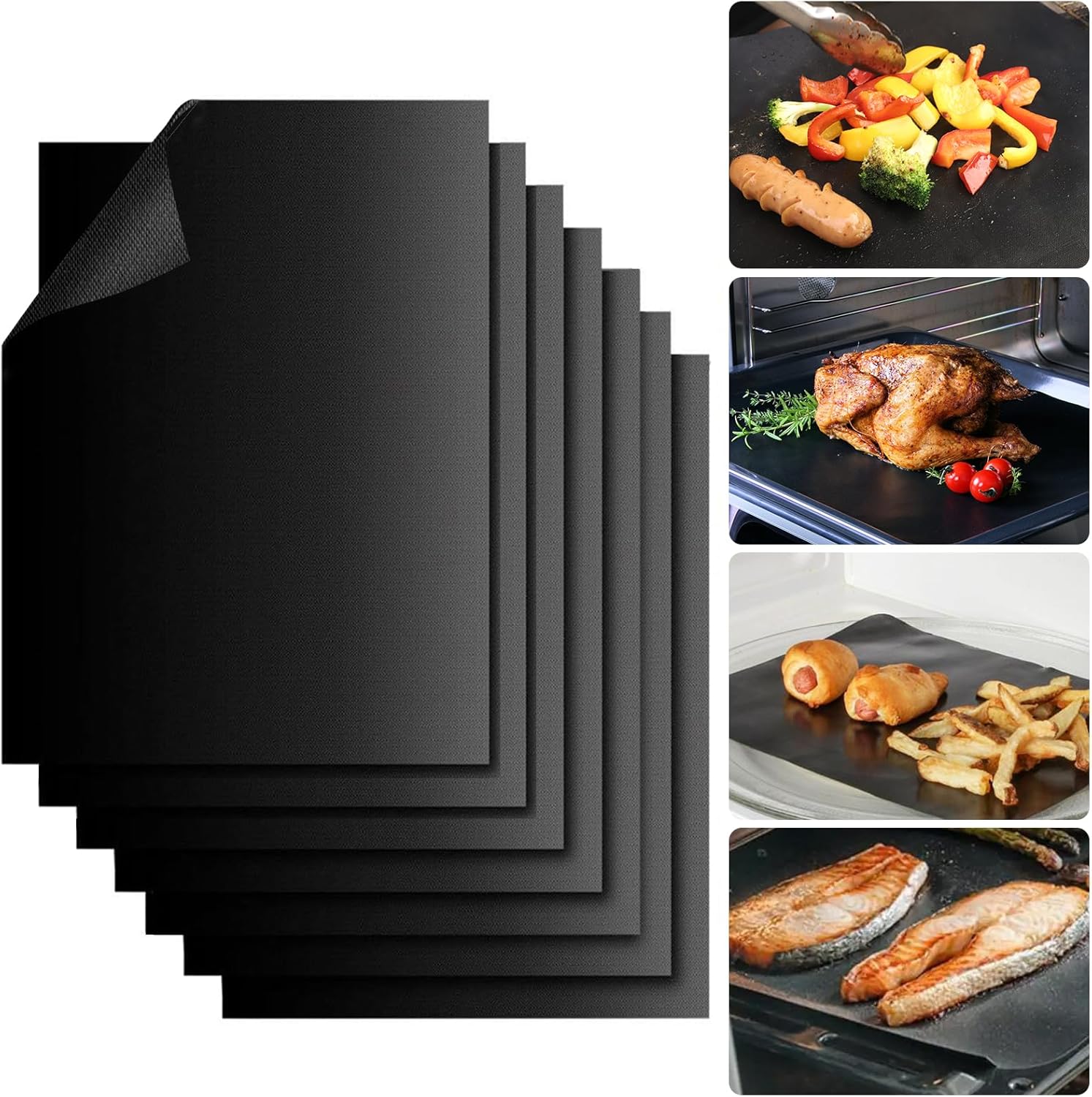 Copper Grill Mats for Ourdoor Grill,Set of 7 Heavy Duty Grilling Mats,100% Non-Stick BBQ Grilling Sheets,Easy to Clean BBQ Grill Accessories-Works on Gas Charcoal and Electric BBQ,15.75 x 13 Inch