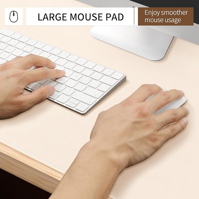 Protector de Escritorio de Cuero Anstron, Blanco, 31.4x15.7 pulgadas miniatura 3