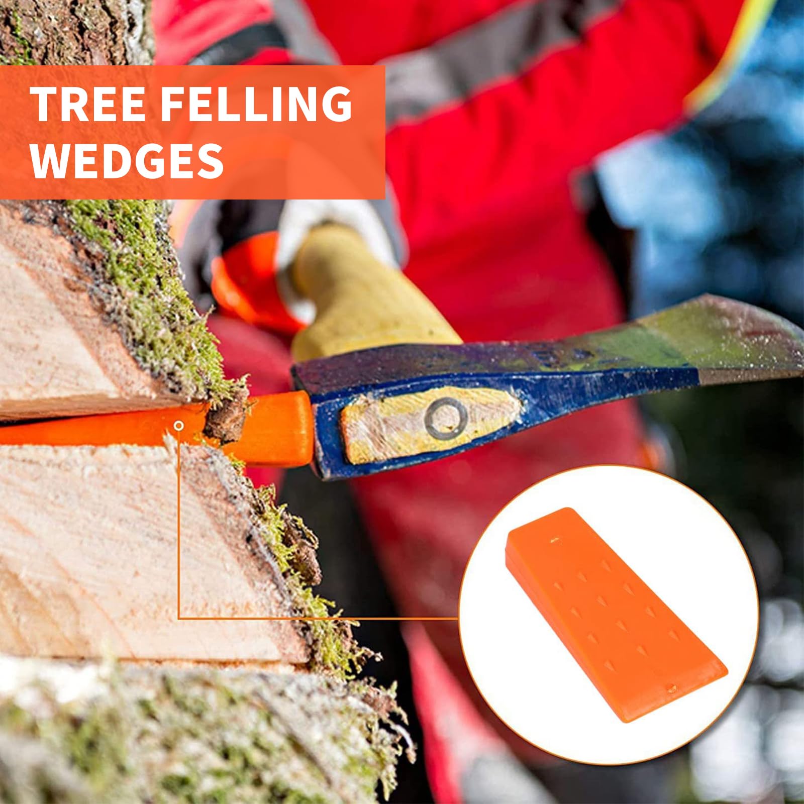 YARDMARIS 4er Set Fällkeile 14cm - Kunststoff Keile Für Kettensäge Mit Tasche