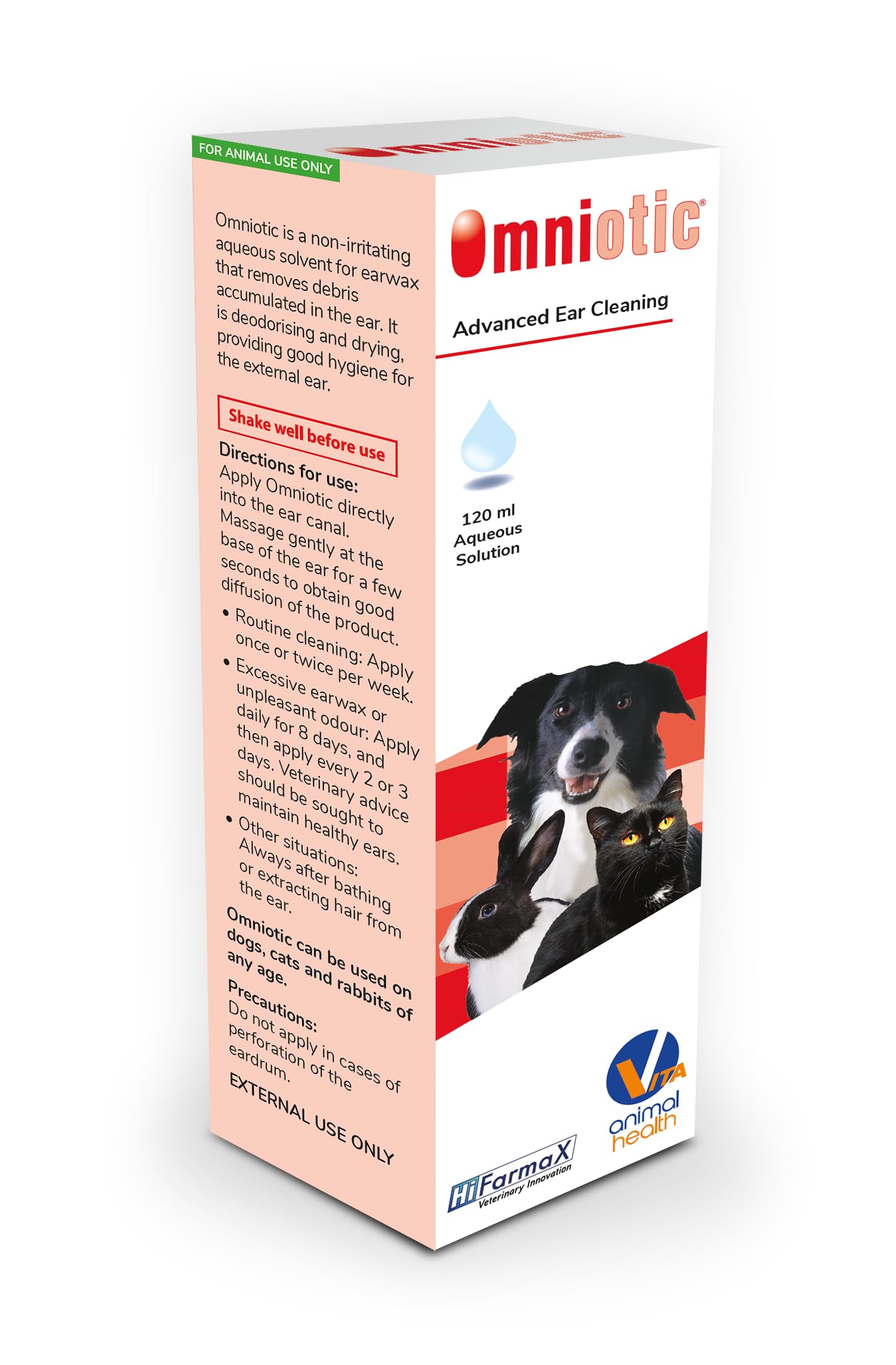 Omniotic Multi-Action Advanced Ear Cleaning, líquido para Rutina, Limpia Orejas de Perros, Gatos, Conejos, Ingredientes antivirales y antibacterianos, líquido Suave para la Salud Total del oído,