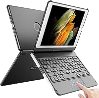 Vista 1 de TQQ Touch for iPad 9th Generation Case with Keyboard (10.2", 2021), Multi-Touch Trackpad, 360° Rotatable Protective Cover for iPad Keyboard Black