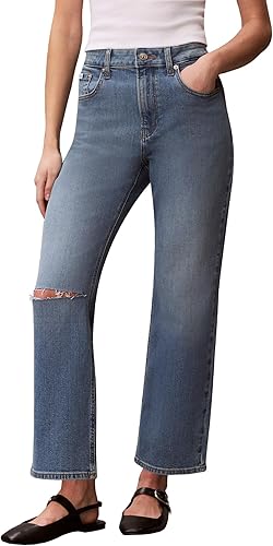 Calvin Klein Women's High Rise Straight Fit Jeans