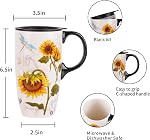 DUSVALLY Coffee Mugs, Tasses à café, Mug de porcelaine, Mugg de café en céramique avec poignée confort, Grande tasse pour café, thé ou boissons chaudes, Design de tournesol, 17 oz