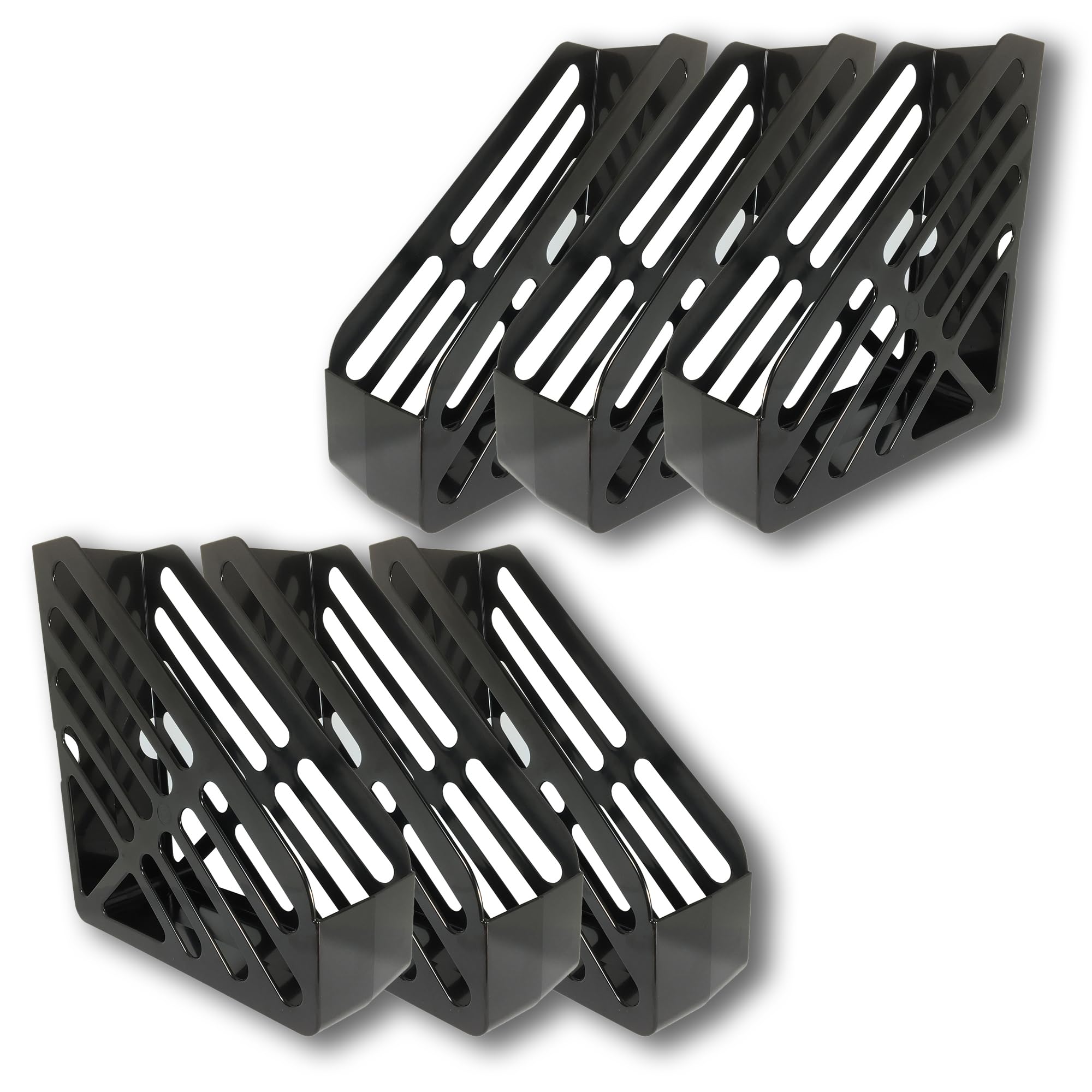 Deflecto Pack of 6 Essential Range Maxi Magazine File Holder - Desk File Organiser (Black)