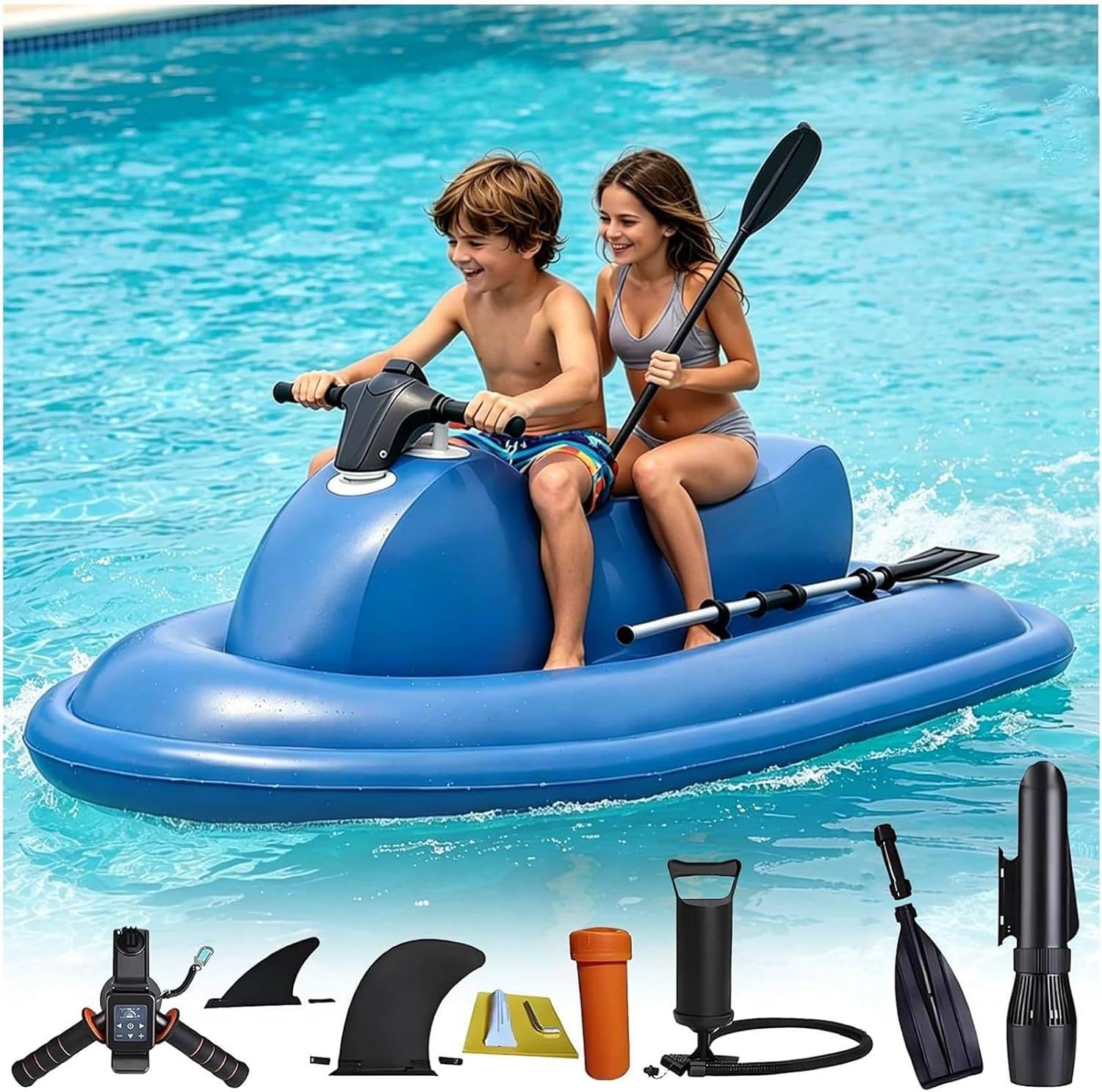 FJYAWEN 3 in 1 Electric Inflatable Boat with Detachable Underwater Propeller 500W10A
