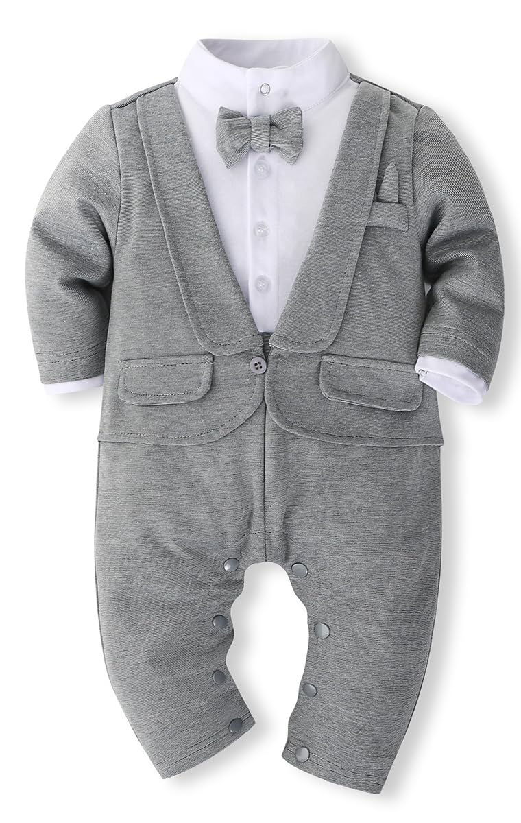 Baby Boys' Tie Striped Vest Gentleman One-Piece Romper Wedding Outfit