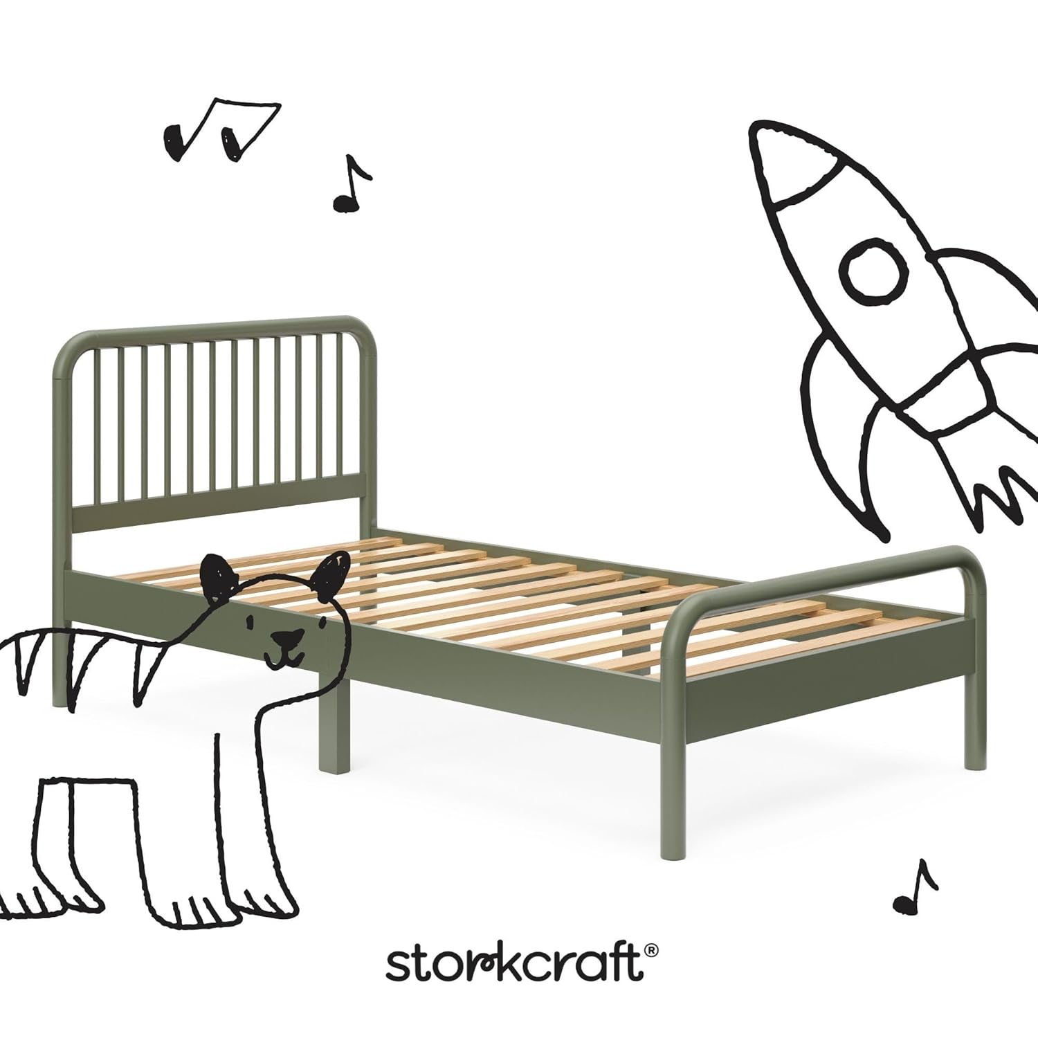 Storkcraft Next Porto Twin Bed (Natural) – GREENGUARD Gold Certified Fits Standard Twin Mattress, Sleek and Elegant Design, Easy to Assembly, Easy-to-Match Style