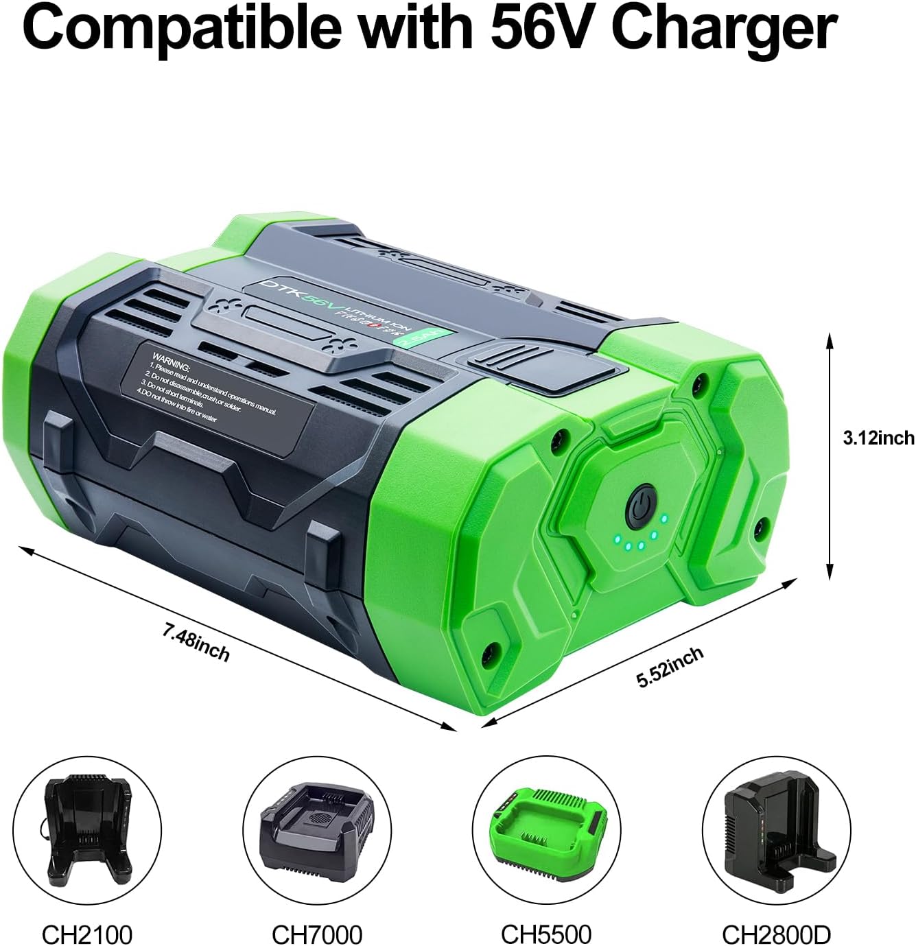 DTK BA1400T Replacement for EGO 56V Battery, Compatible with BA2800 BA4200T BA4200 BA1400 BA2800T BA5600T Lithium Ion Battery 2.5Ah Lightweight and Easy to Carry