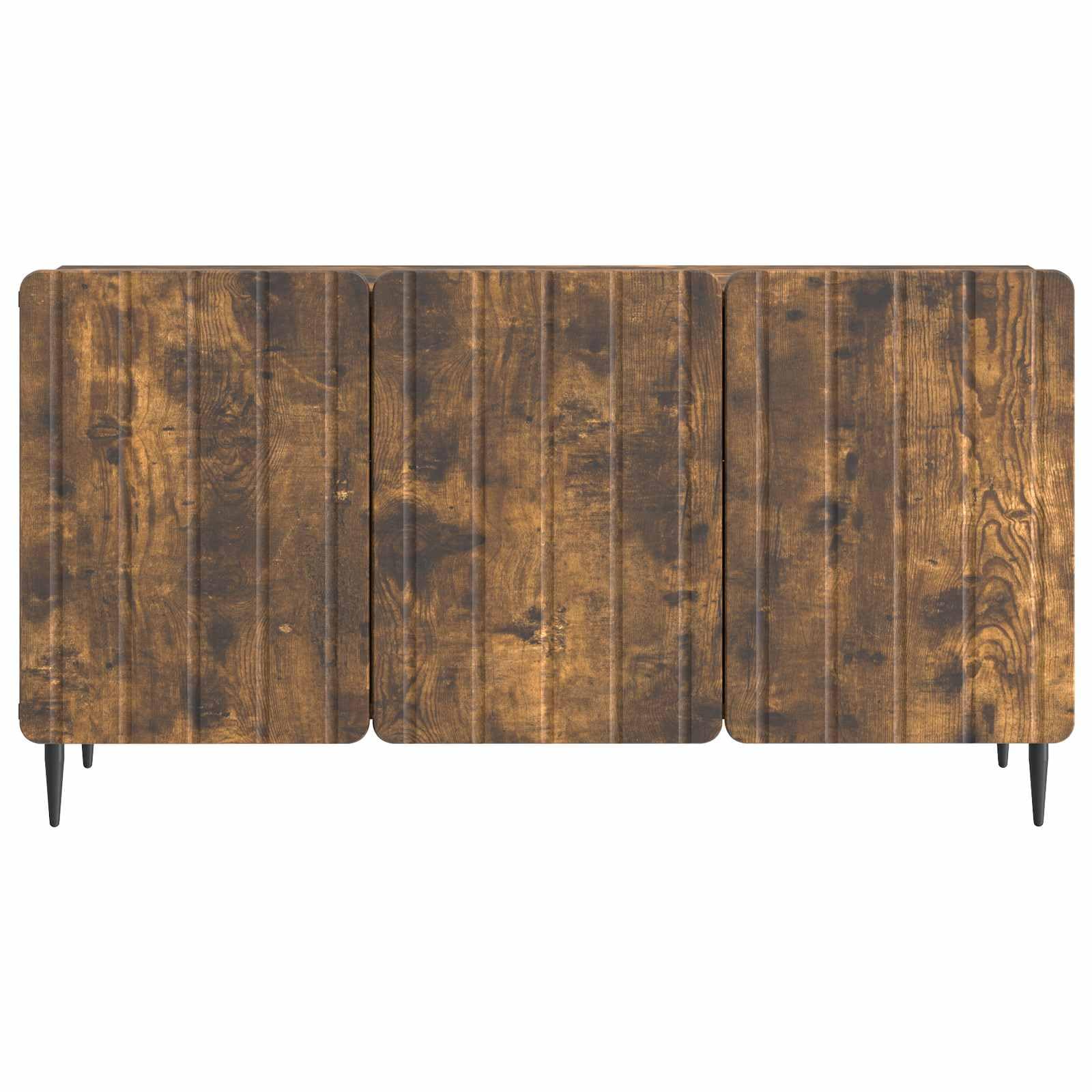 Mobile TV in rovere affumicato, 99 x 34,5 x 52 cm, moderno mobile basso in legno con 3 ante e gambe in acciaio, elegante mobile per soggiorno, fino a 60 kg