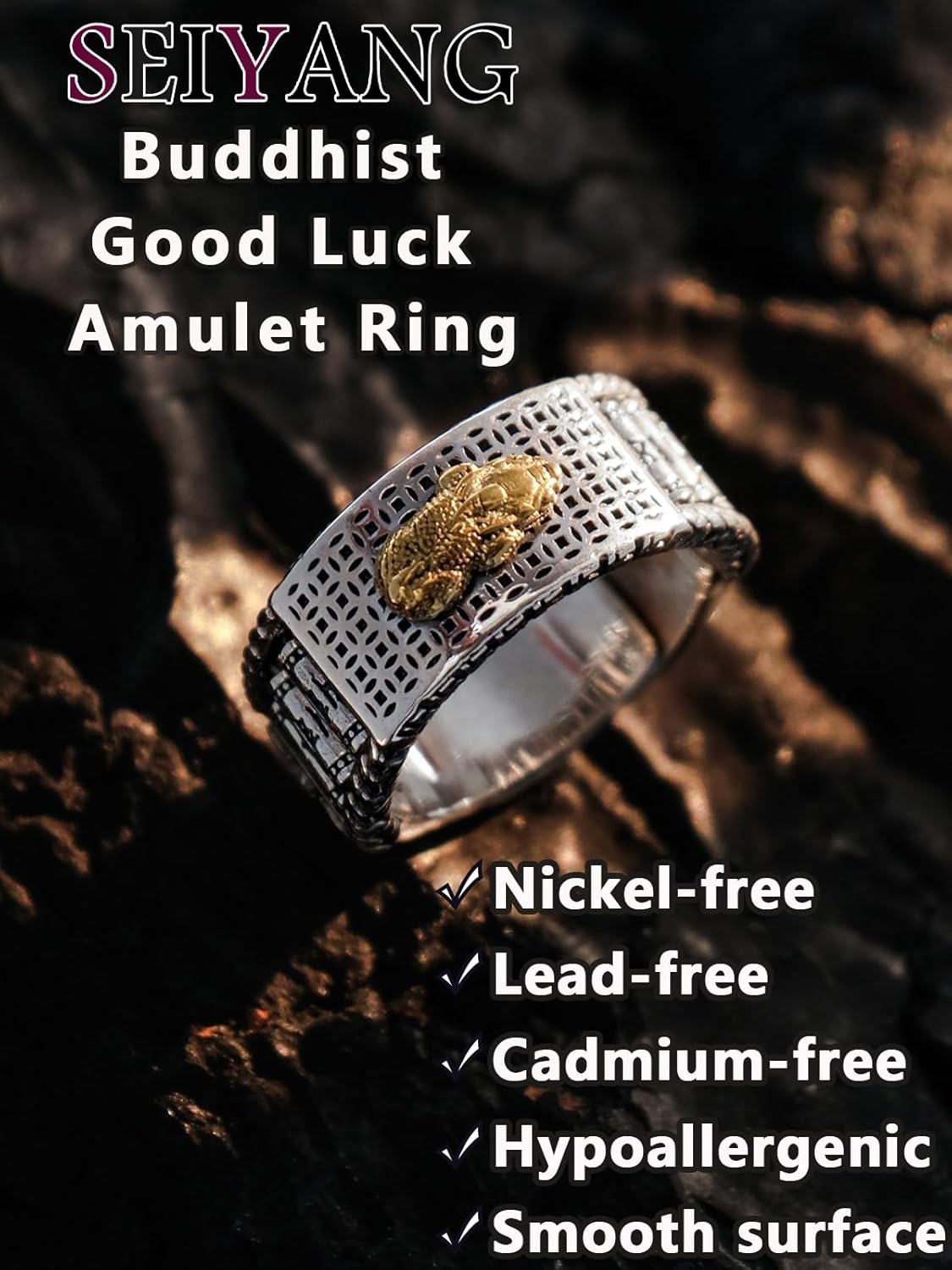 Seiyang Feng Shui Ring 925 Stering Silver Pixiu Mantra Ring Protection Wealth Adjustable Rings Gift for Men Women (with Gift Box) - Image 5