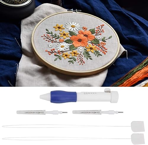 Miniatura 5 de Un caso de juego de bolígrafo de bordado mágico, juego de punzones de costura para roscas y herramientas de bricolaje con estuche (kit de