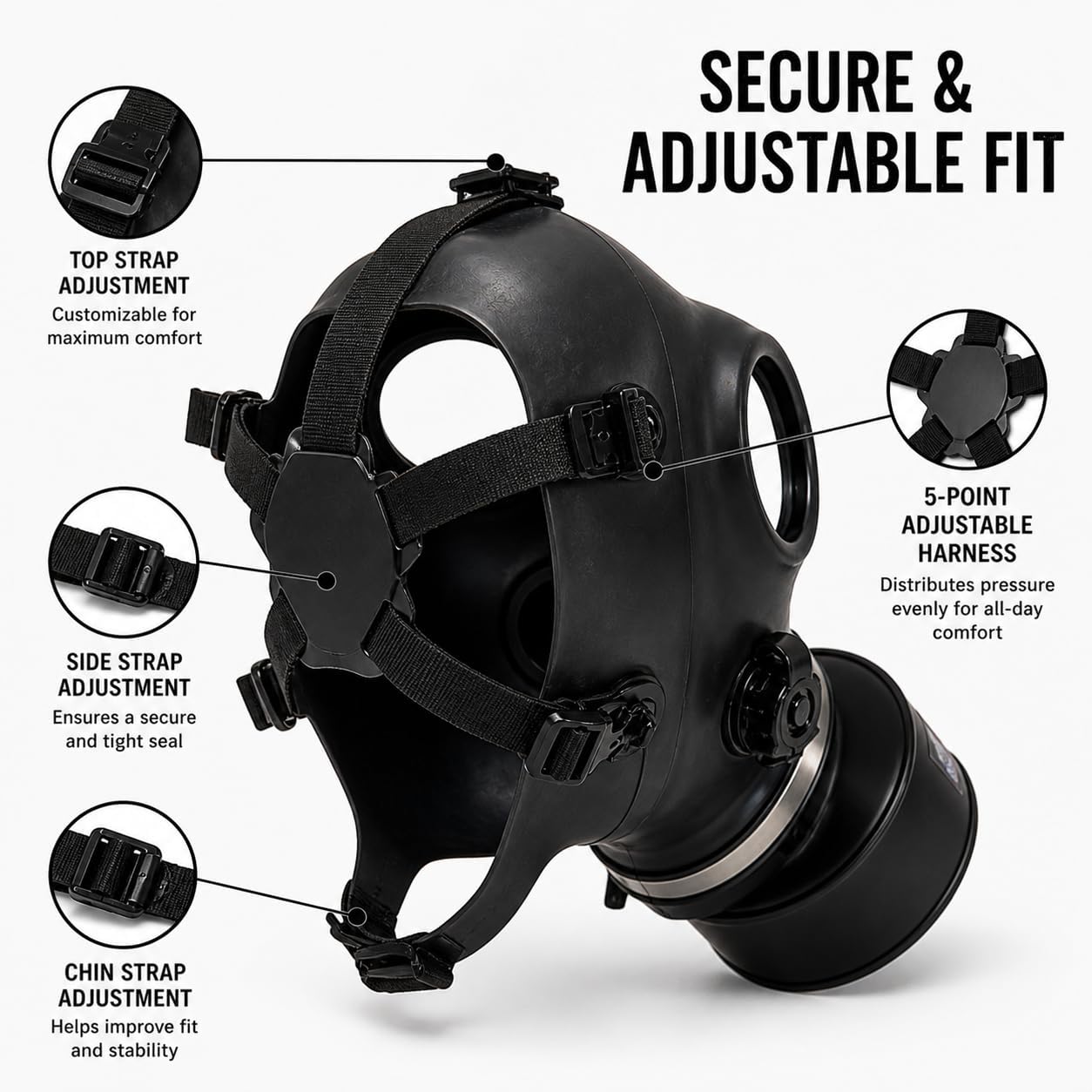 Full Face Mask with Included 40mm Premium Filter | Anti-Fog Wide View Lens | Adjustable Head Harness | Paintball, Airsoft, Cosplay, Training & Simulation
