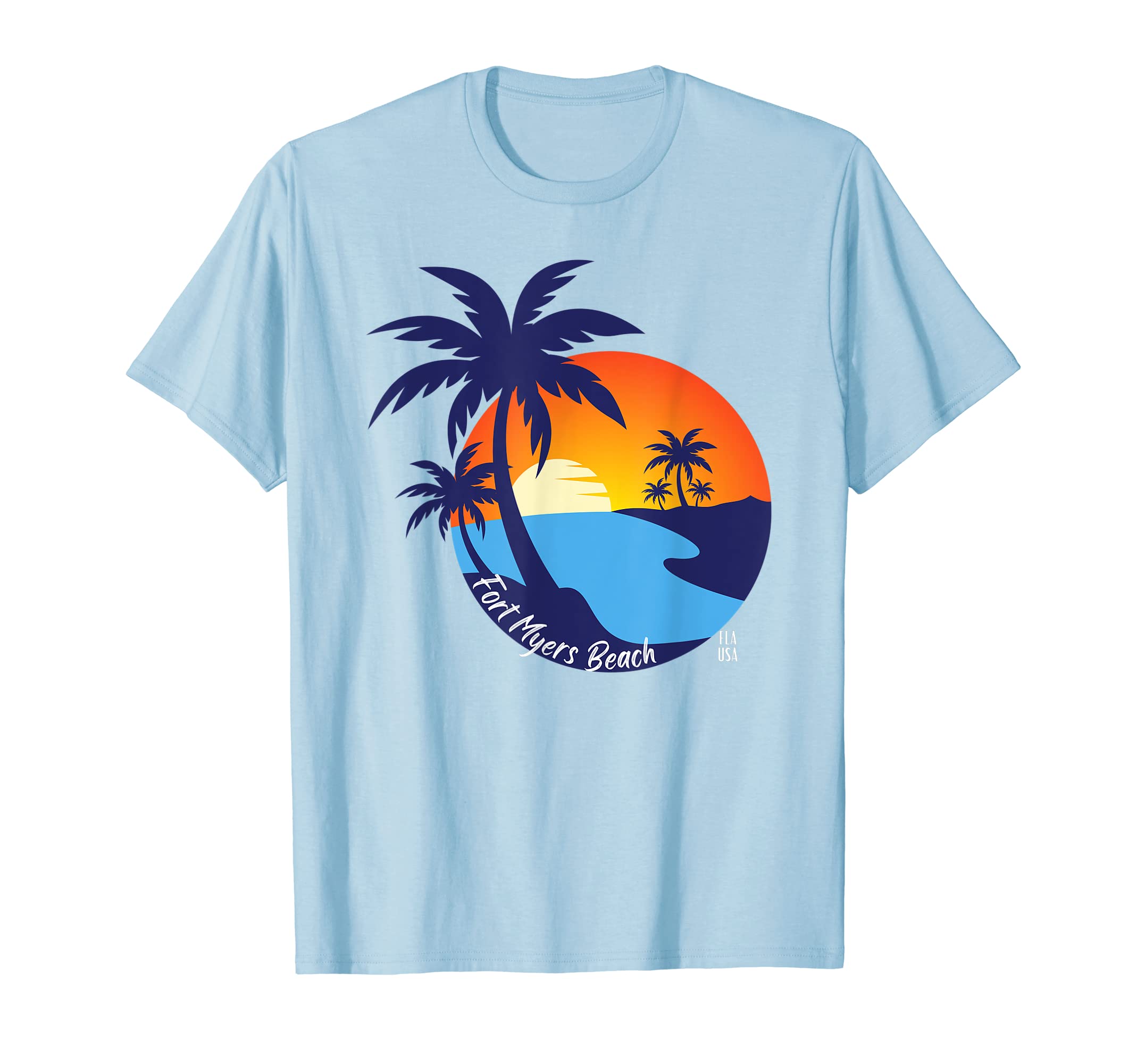 Fort Myers Beach Florida Sunset Palm Trees Souvenir Vacation T-Shirt