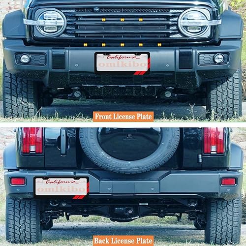 Miniatura 5 de omlkibo Marco de matrícula de aluminio compatible con Dodge Vehicle Truck Trailer SUV (rojo-01)