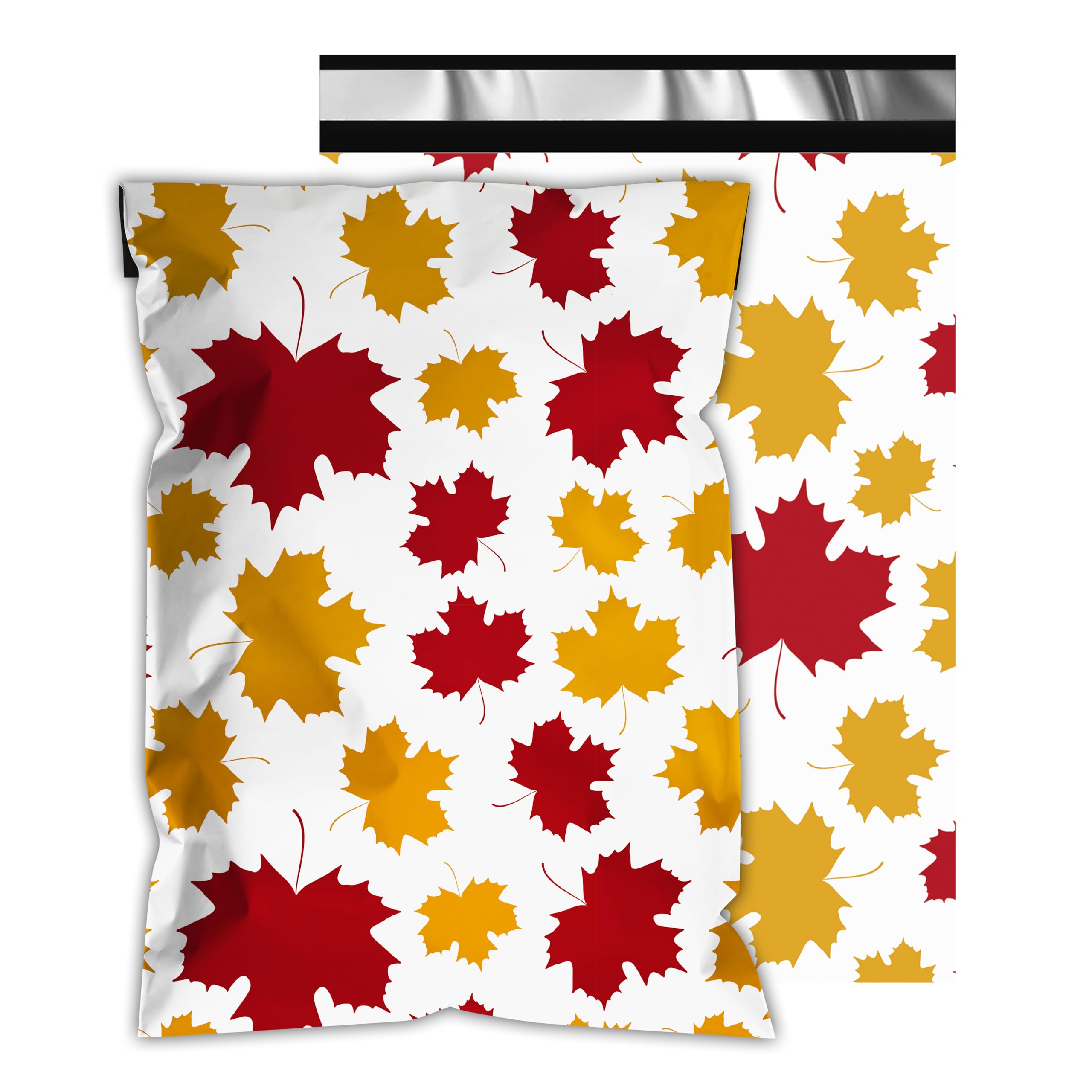 Poly Mailers 14.5x19 Inch 50 Pcs - Maple Leaf printed Shipping Bags, 2.4mil Thickness, Waterproof and Tear Resistant Mailing Envelopes, Self-Sealing