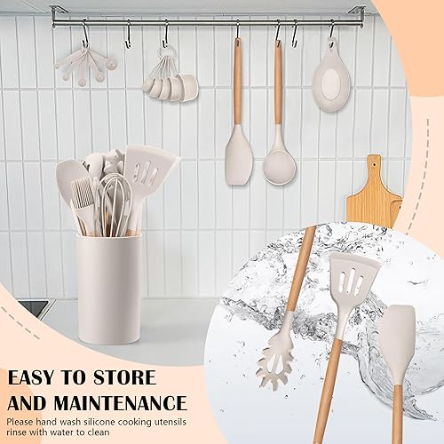 Miniatura 9 de HaWare Juego de utensilios de cocina, juego de utensilios de cocina de silicona de 23 piezas con juego de 21 piezas de bloque de cuchillos y