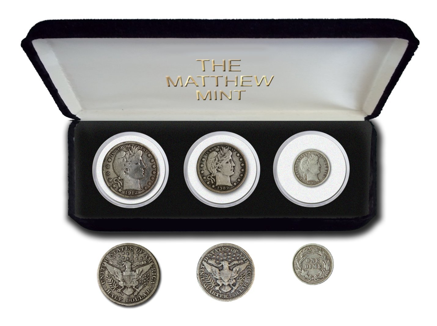 1892 Various Mint Marks Barber Three Coin Set Various Grades