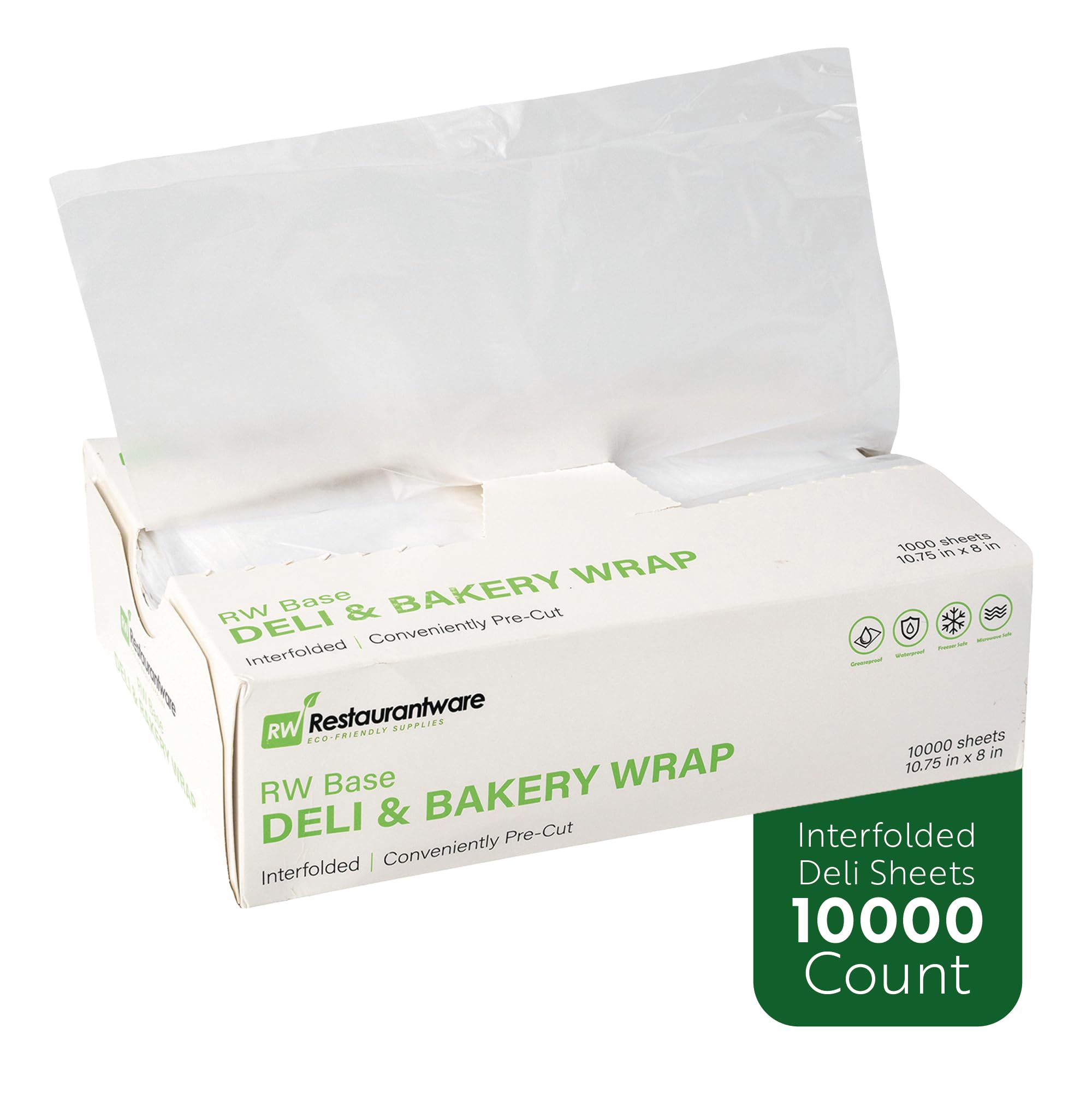 Restaurantware-RW Base 10.75 x 8 Inch Plastic Deli Sheets, 10000 Interfolded Butcher Plastic Wraps - Pre-Cut, Disposable, Clear Sandwich Wrap Sheets, Microwavable, Freezable