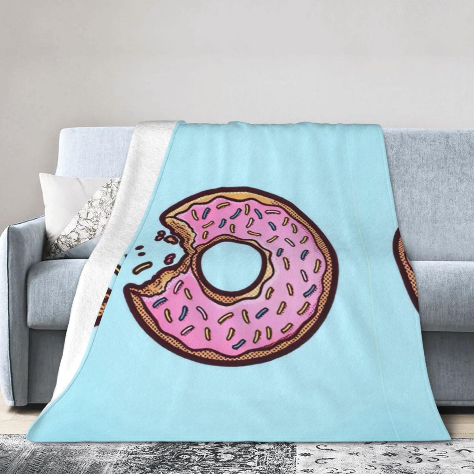 Uusnwaa Soft Cosy Fleece Warm Throw Donut Print Blanket