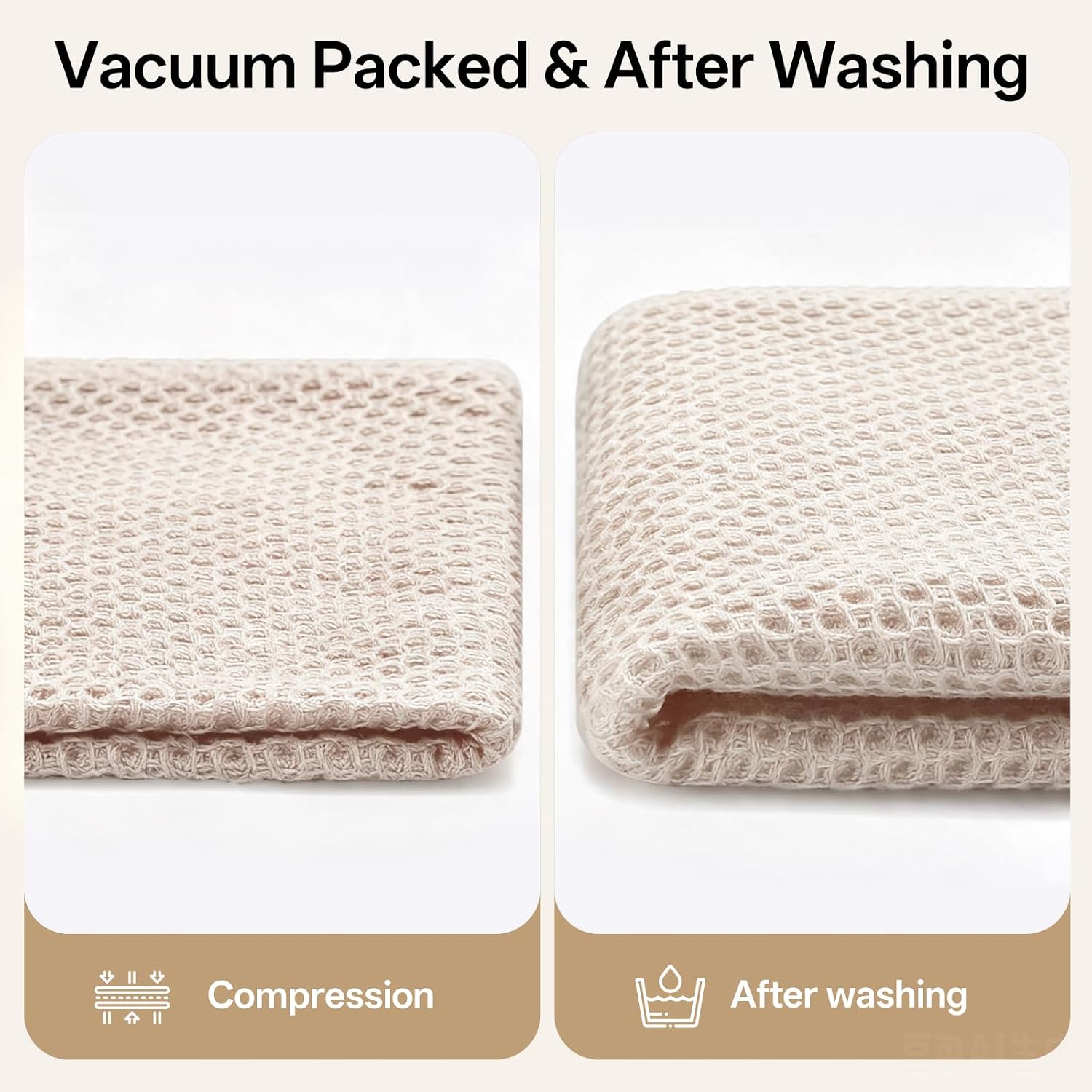 100% Cotton Waffle Kitchen Dish Towels Beige 12 * 12 4 Pack