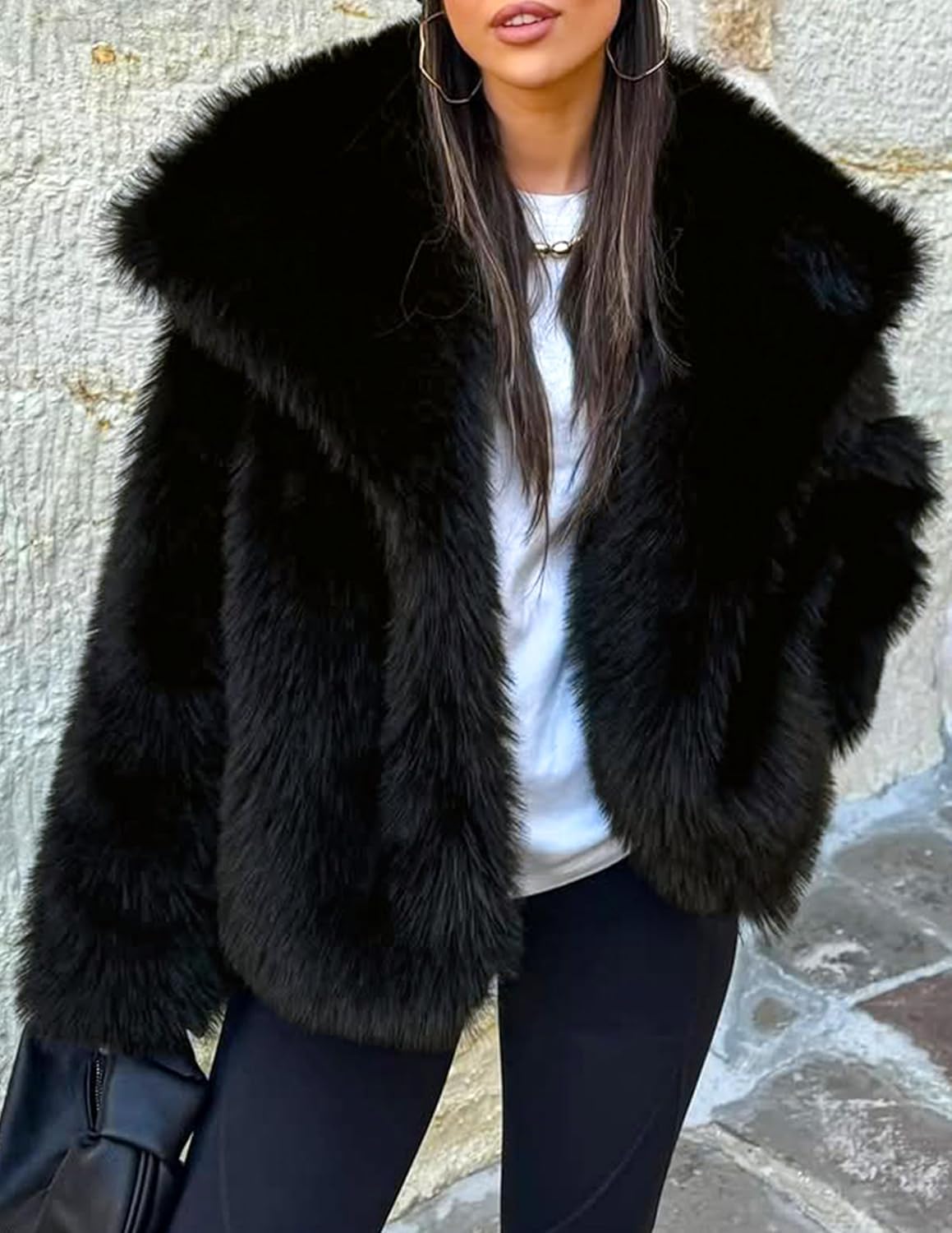 ZESICA Women's Winter Faux Fur Coats Fluffy Jacket 2026 Trendy Long Sleeve Lapel Shaggy Warm Outerwear with Pockets - Image 4