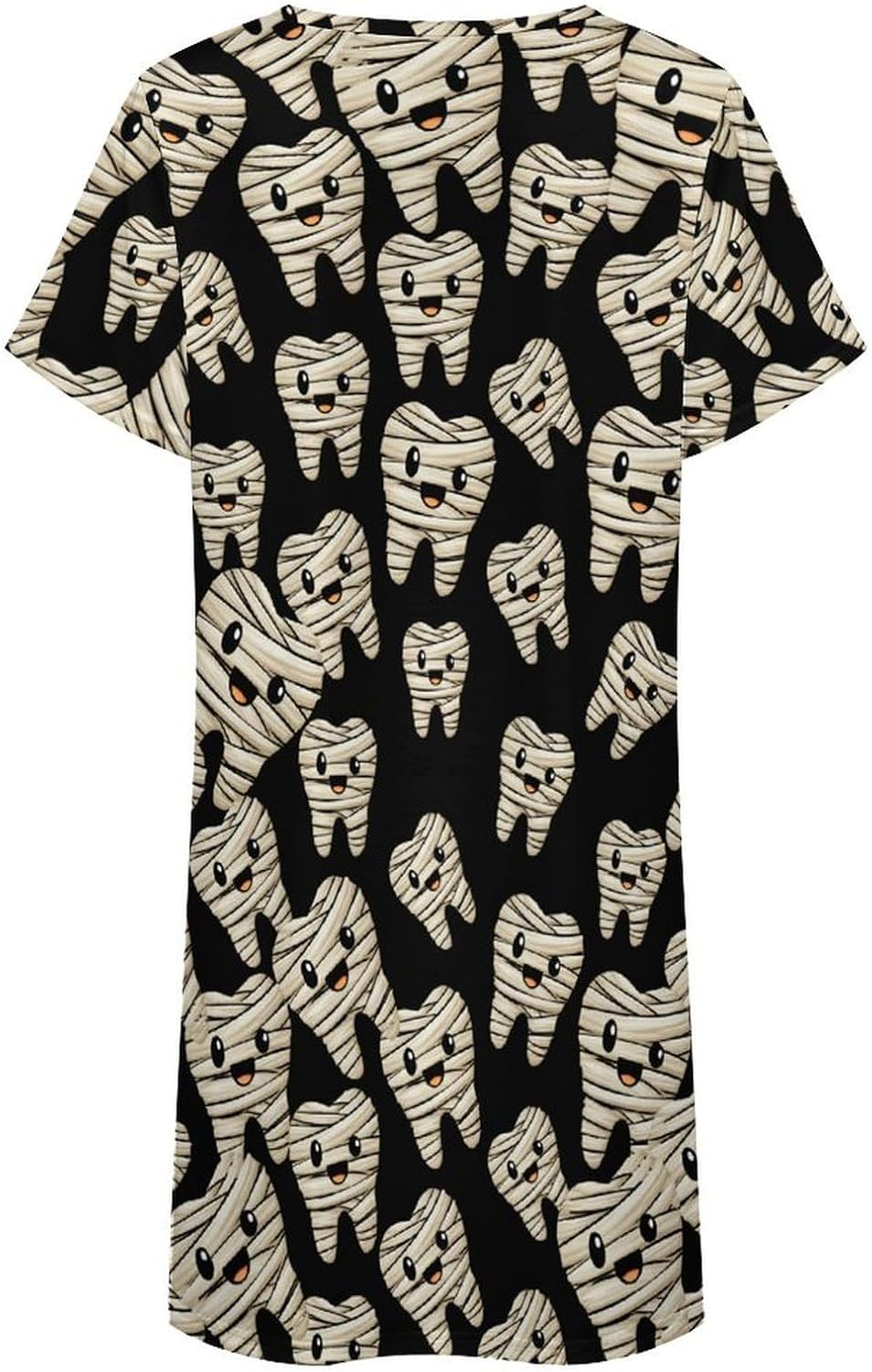 Cute Mummy Tooth Dentist Halloween Dentistry Nightgowns for Women Short Sleeve Sleep Dress Casual Sleepshirt Night Gowns
