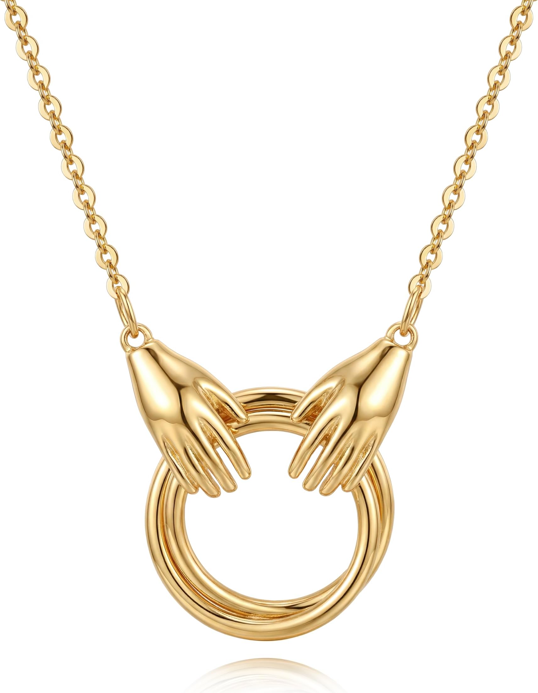 Dainty Gold Necklace for Women - 14K Gold Plated Hand Pendant Neckalces Gifts for Friends Hand Sign Language Trendy Charm Gesture Necklace Jewelry Gift