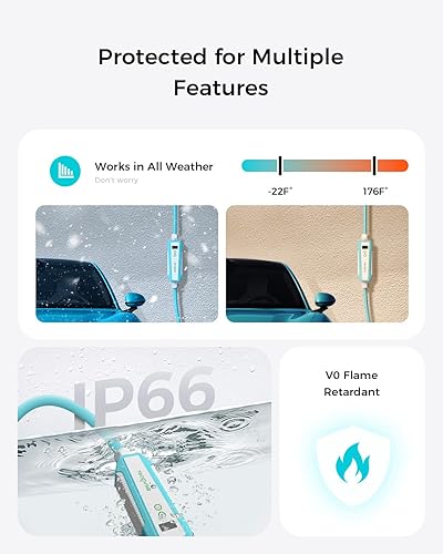 Miniatura 5 de EG evgoer Cargador eléctrico para vehículo nivel 2 y nivel 1, 32 amperios 110 V-240 V 30 pies estación de carga portátil EV hogar, corriente de