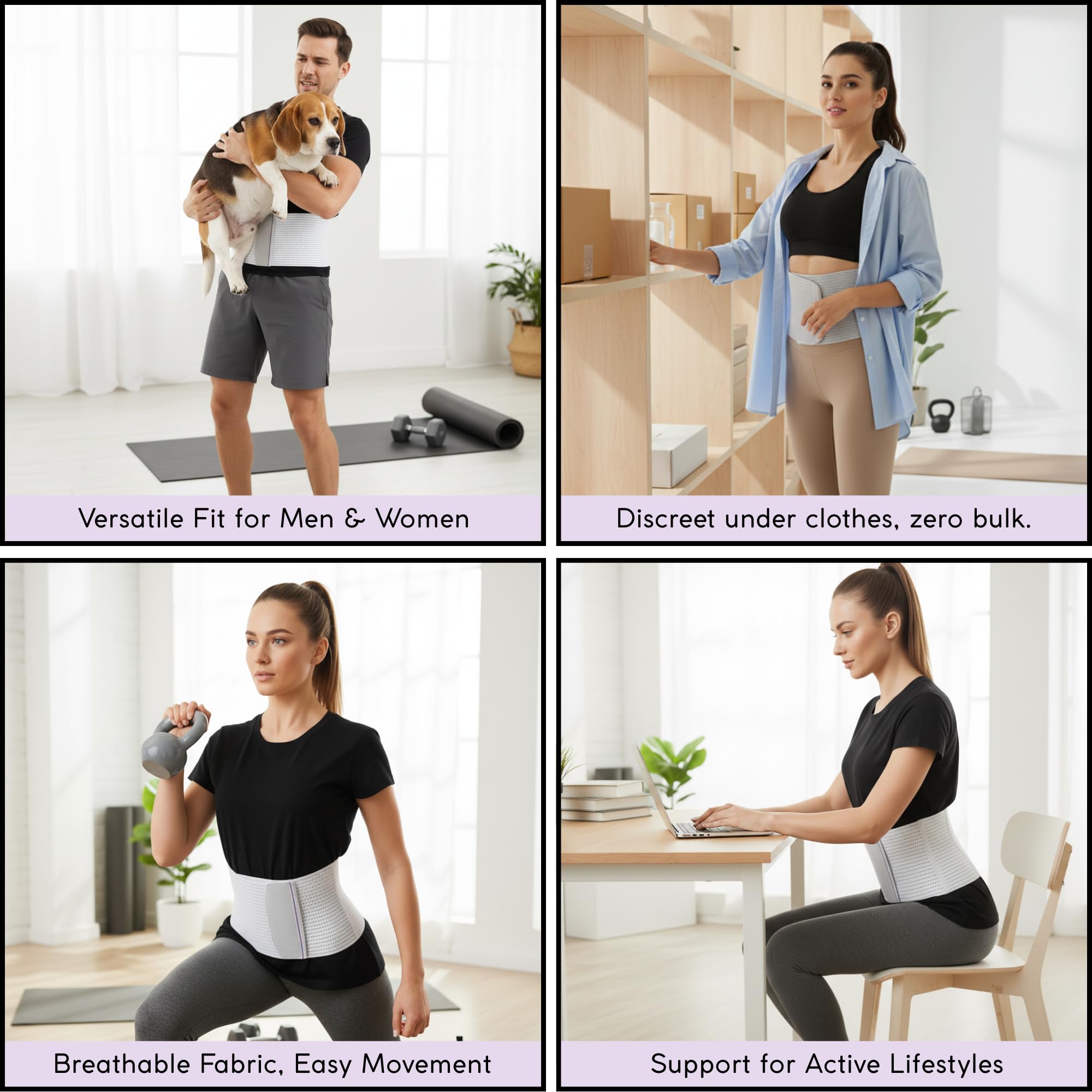 Genérico Ceinture lombaire pour homme et femme - Ceinture lombaire réglable et respirante pour le dos et la posture - Idéale pour le sport, le travail et l'utilisation quotidienne - Ne donne pas de