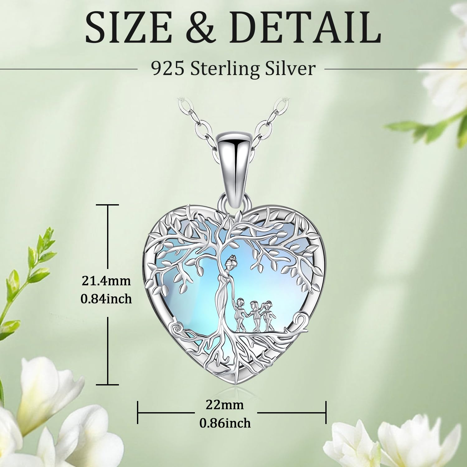 Odinstone Collier Arbre de Vie en argent sterling 925 Pendentif Famille Bijoux pour Femme Cadeaux pour Maman Bijoux Fête des Mères