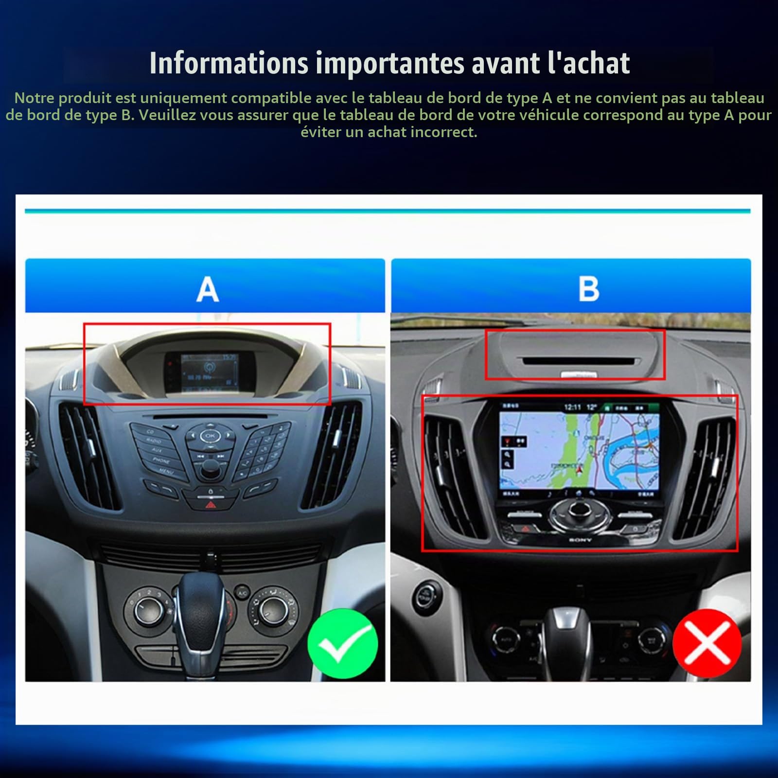 CAMECHO [2+64G] Android 15 Carplay Autoradio pour Ford Kuga/Escape/C-Max(2013-2019), Nav sans Fil Carplay Android Auto, 9" Écran Tactile Radio WiFi Bluetooth Lien Miroir FM/RDS +Caméra de Recul