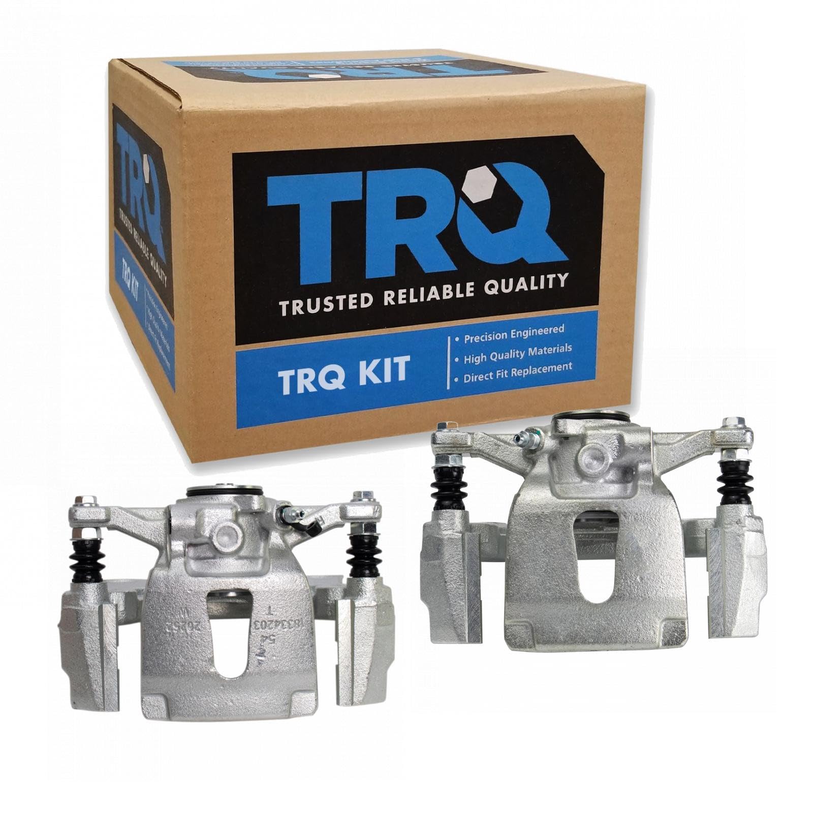 TRQ Rear Driver and Passenger Side Brake Caliper Set Caliper Brackets Hardware Compatible with 2015-2017 Ford F-150 With Power Parking Brake 2018 F-