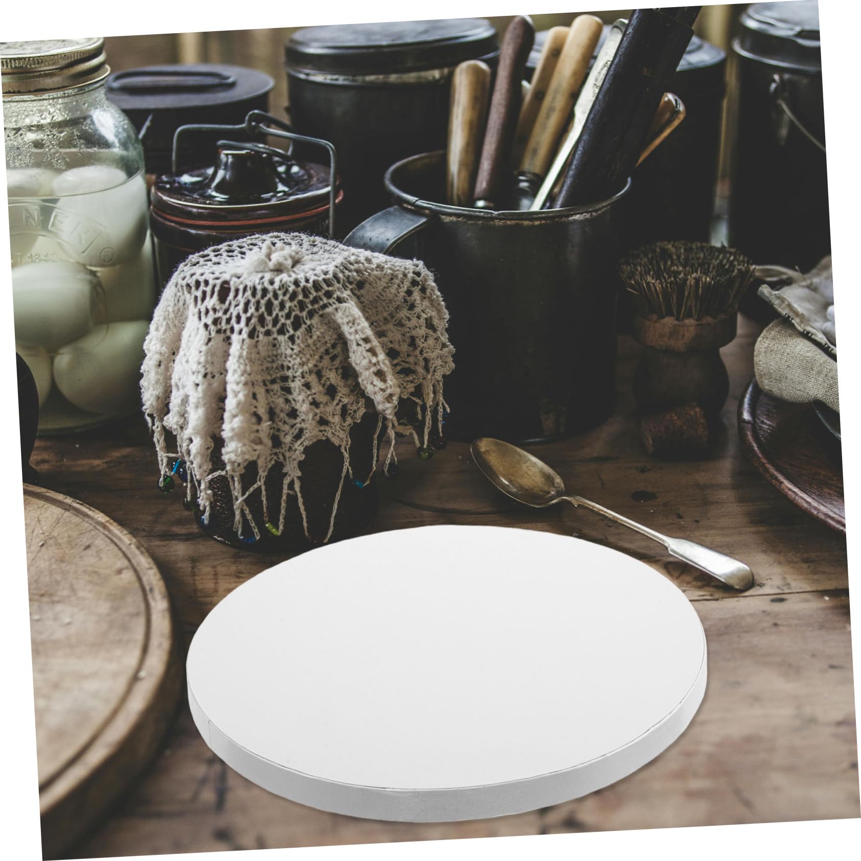 Plateaux à Gâteau Ronds 5 Pièces en Papier Ondulé Blanc
