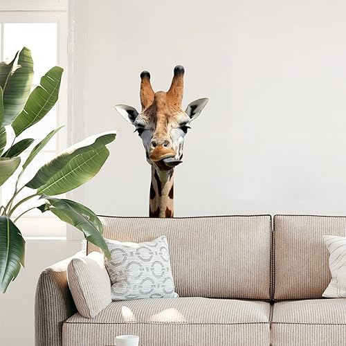 AHNNER Divertida calcomanía de pared de jirafa para despegar y pegar, divertida calcomanía de regalo para amigos y niños, decoración divertida de