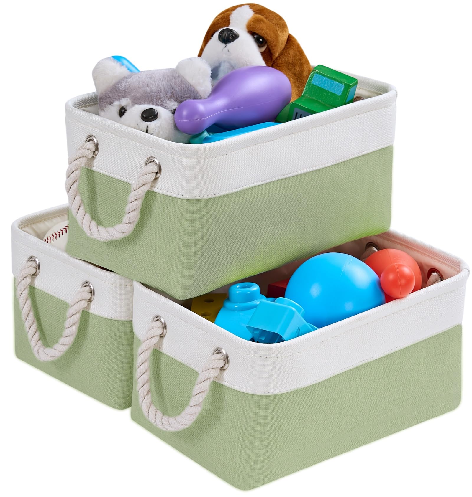 SOCOHOME Fabric Storage Box, Small Storage Basket with Handles for Shelves Toy, Wear-Resistant and Reinforced(S, 3 Pack) — image 1