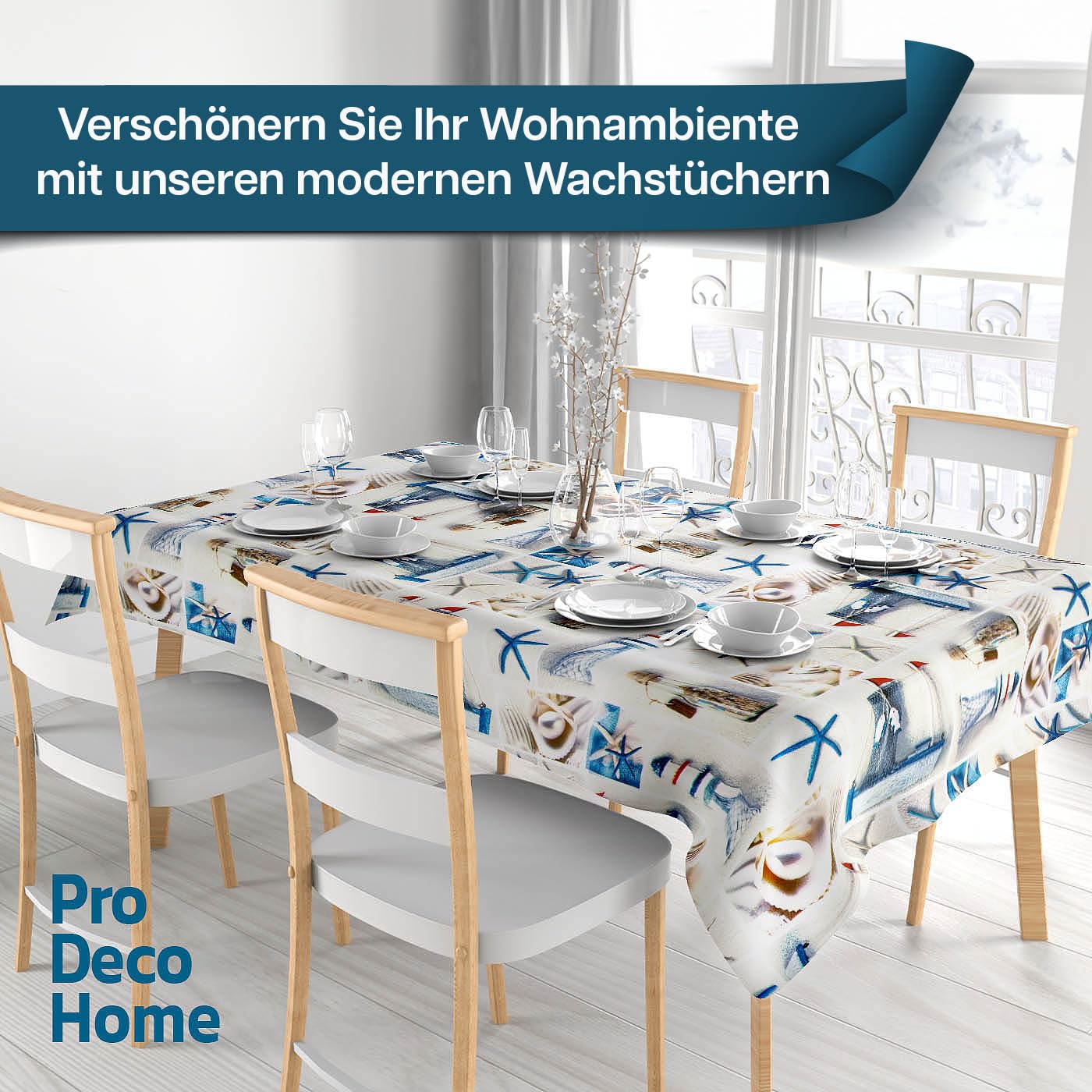 Wachstuch Tischdecke Seestern Rechteckig 120 x 480 cm