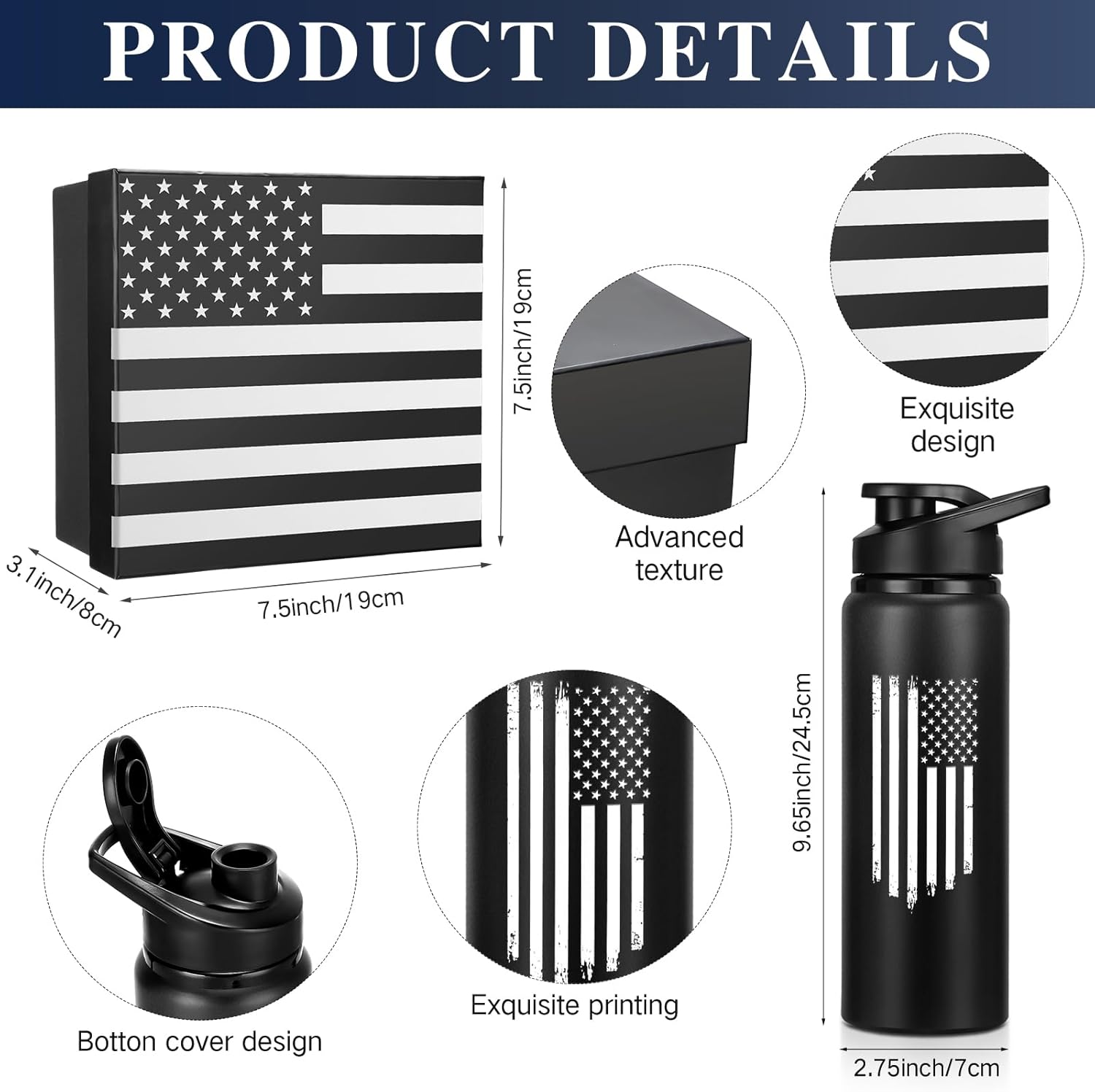 Sieral American Flag Gifts Set for Men Include Tumbler Baseball Cap Socks Keychain with Gift Box for Veterans Christmas - Image 2