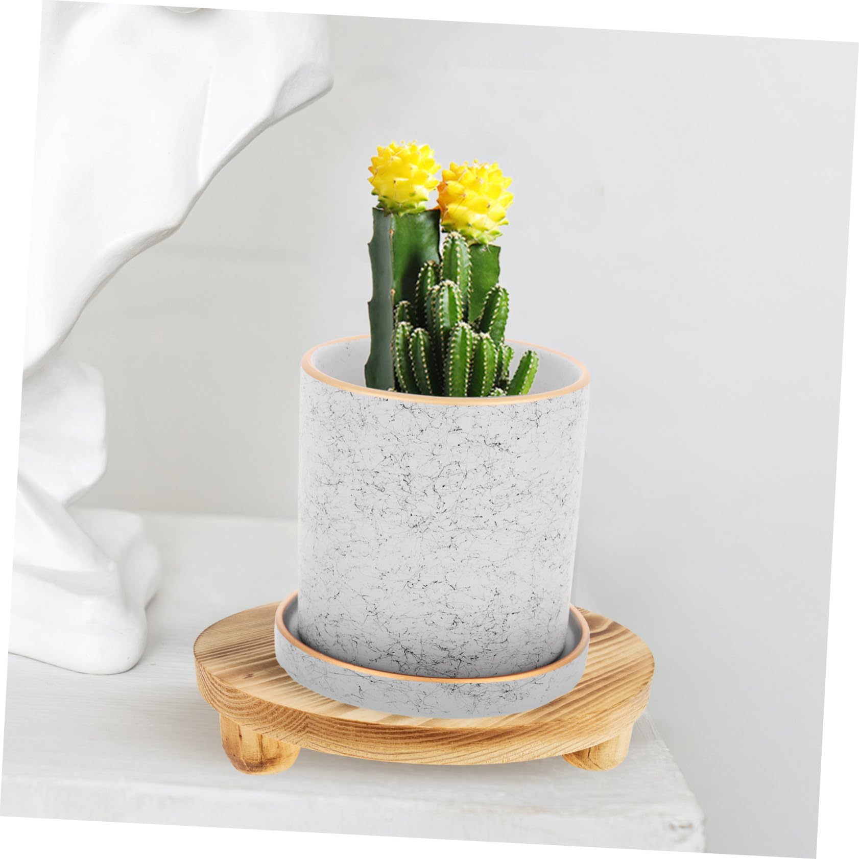 Soporte para Macetas de Madera Khaki, Base de Mesa para Plantas | Apto para Macetas y Tiestos, Uso en Salón E Interior, Estructura en Madera