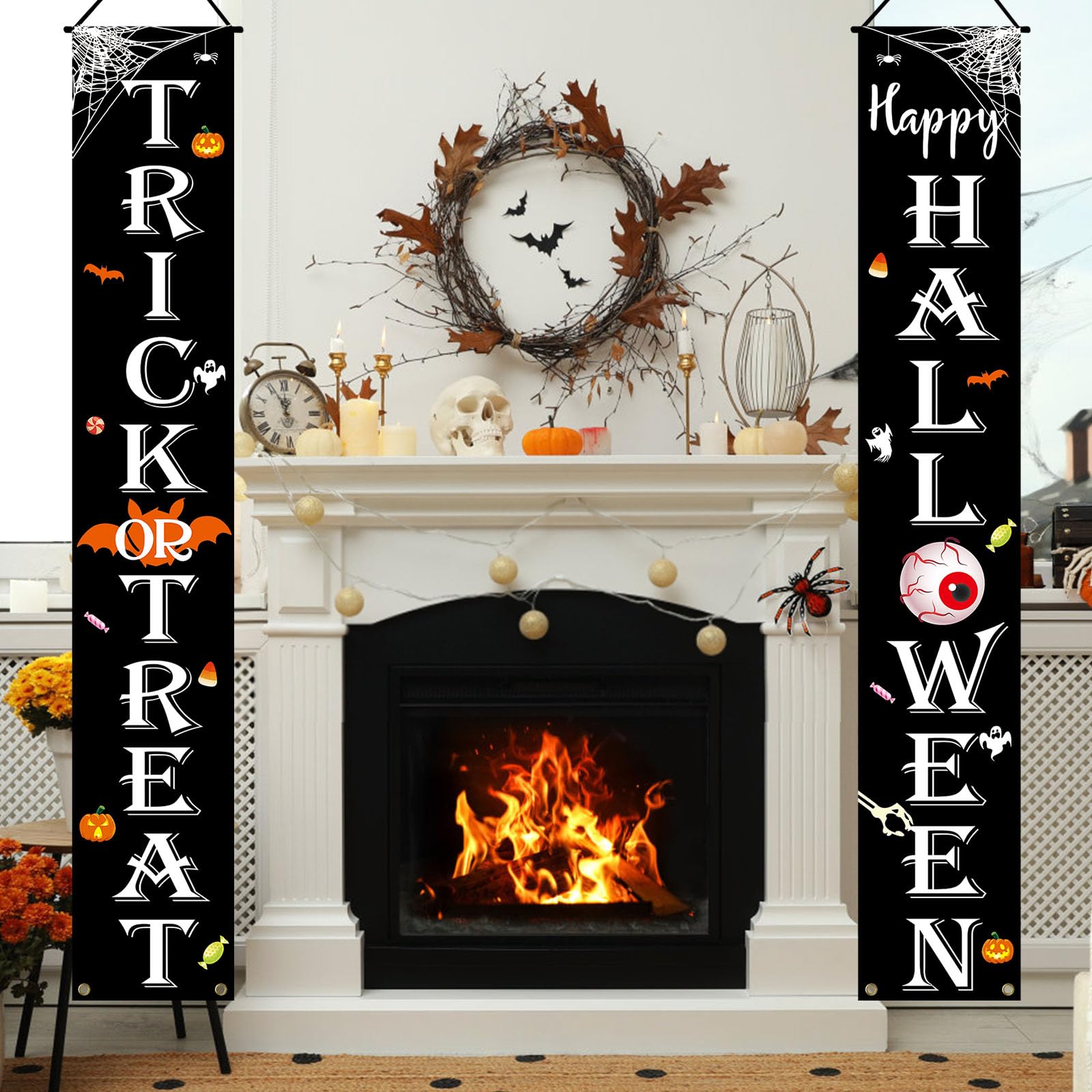 Dekoracje halloweenowe na zewnątrz sztuczka lub smakołyk Happy HALLOWEEN baner ganek znak dekoracja Halloween dekoracje drzwi do wewnątrz na zewnątrz ściana artykuły imprezowe