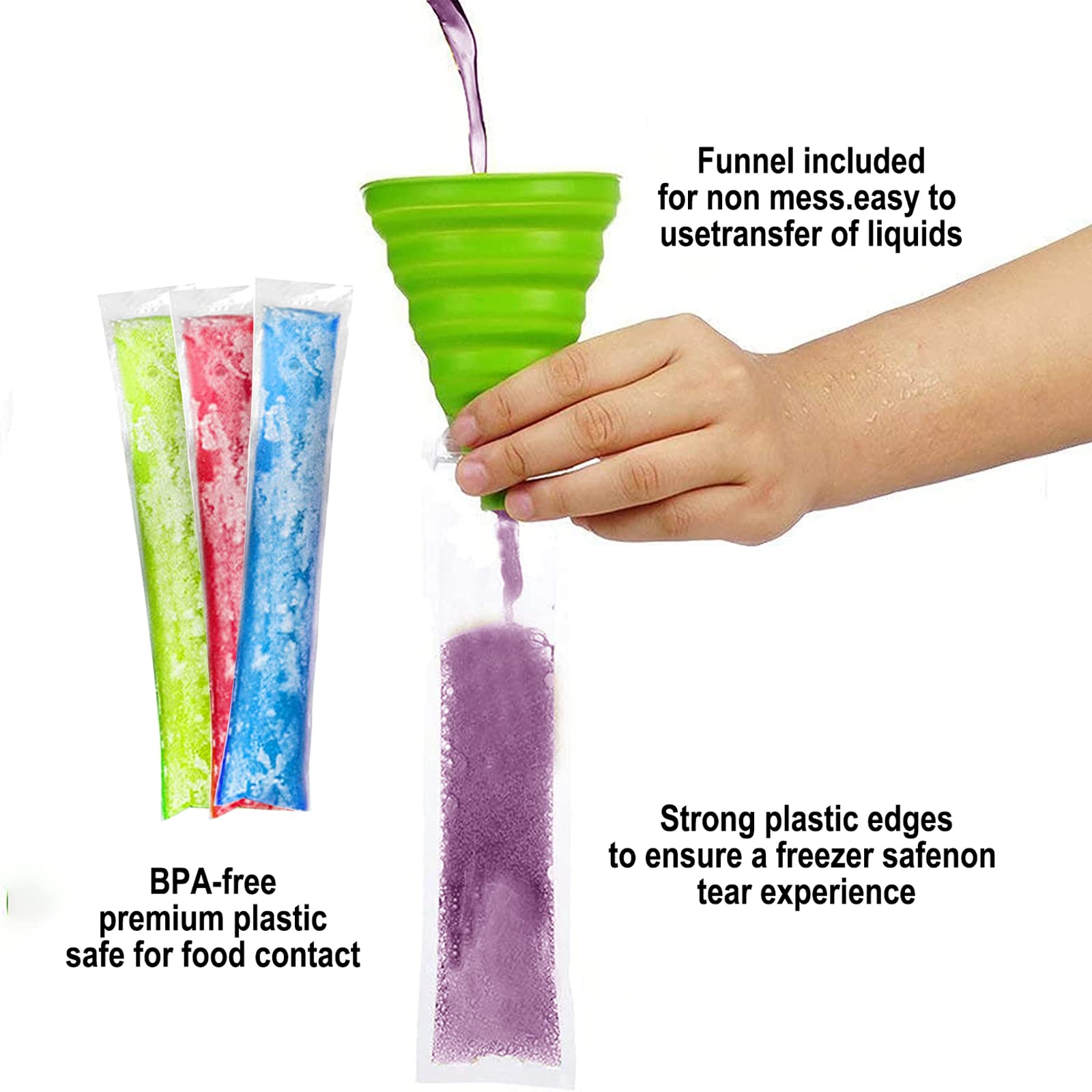 Torebki na lody na patyku, torebki na lizaki lodowe z lejkiem na jogurt, cukierki na lodzie lub mrożone popy, przybory do lodów na imprezę (200 szt.)