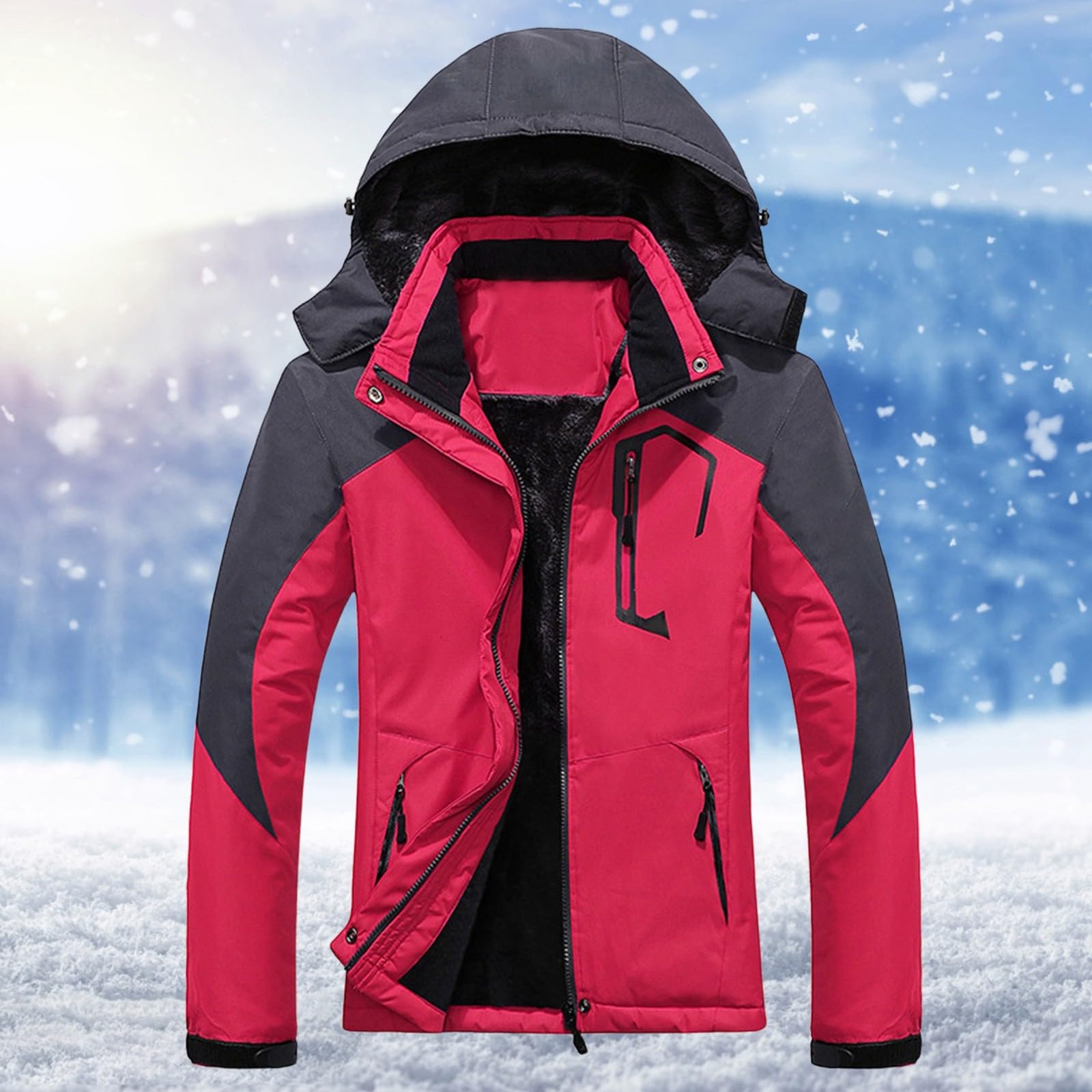 Giacca Invernale Donna Corta Giacca Invernale Antivento in Pile per Esterni – Cappotto per il Freddo di Grandi Dimensioni per Escursionismo e Attrezzatura Viaggio