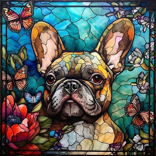 Kits de pintura de diamantes 5D para adultos, mosaico, bulldog francés, arte de diamantes, fácil para principiantes, cuentas redondas, taladro