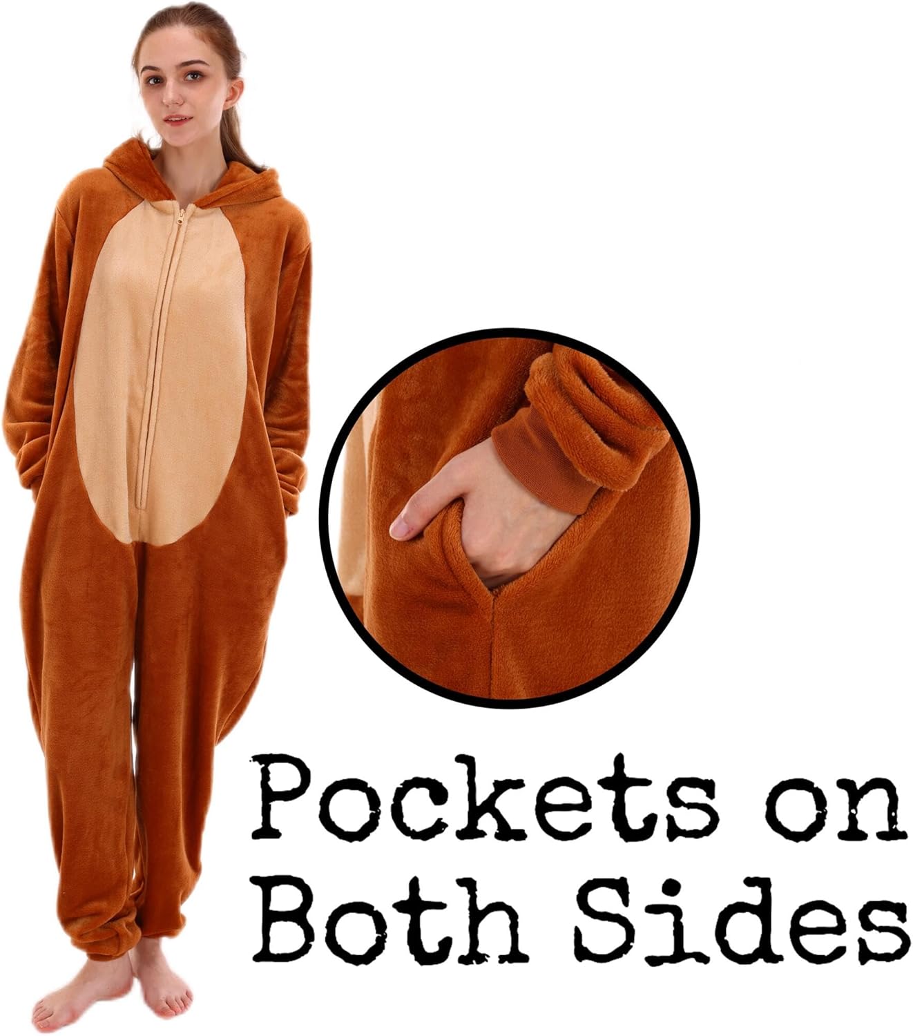 COSUSKET Snug Fit Unisex Adult Onesie Pajamas, Flannel Cosplay Animal One Piece Halloween Costume Sleepwear Homewear