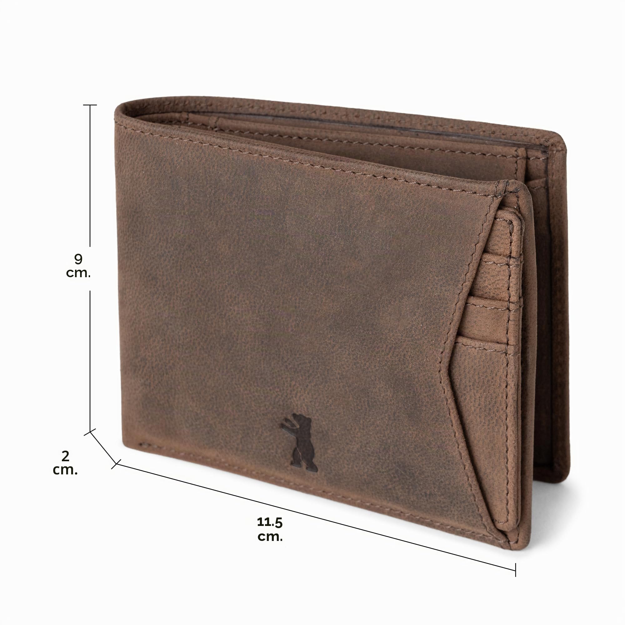 Berliner Bags Kiel Cartera de Piel Auténtica con Tarjetero Extraíble y RFID | Marrón Billetera De Cuero Hombre 8 Tarjetas Ventana Dni Monedero Cierre Botón Alemán Estilo Vintage Único Elegante Práctica
