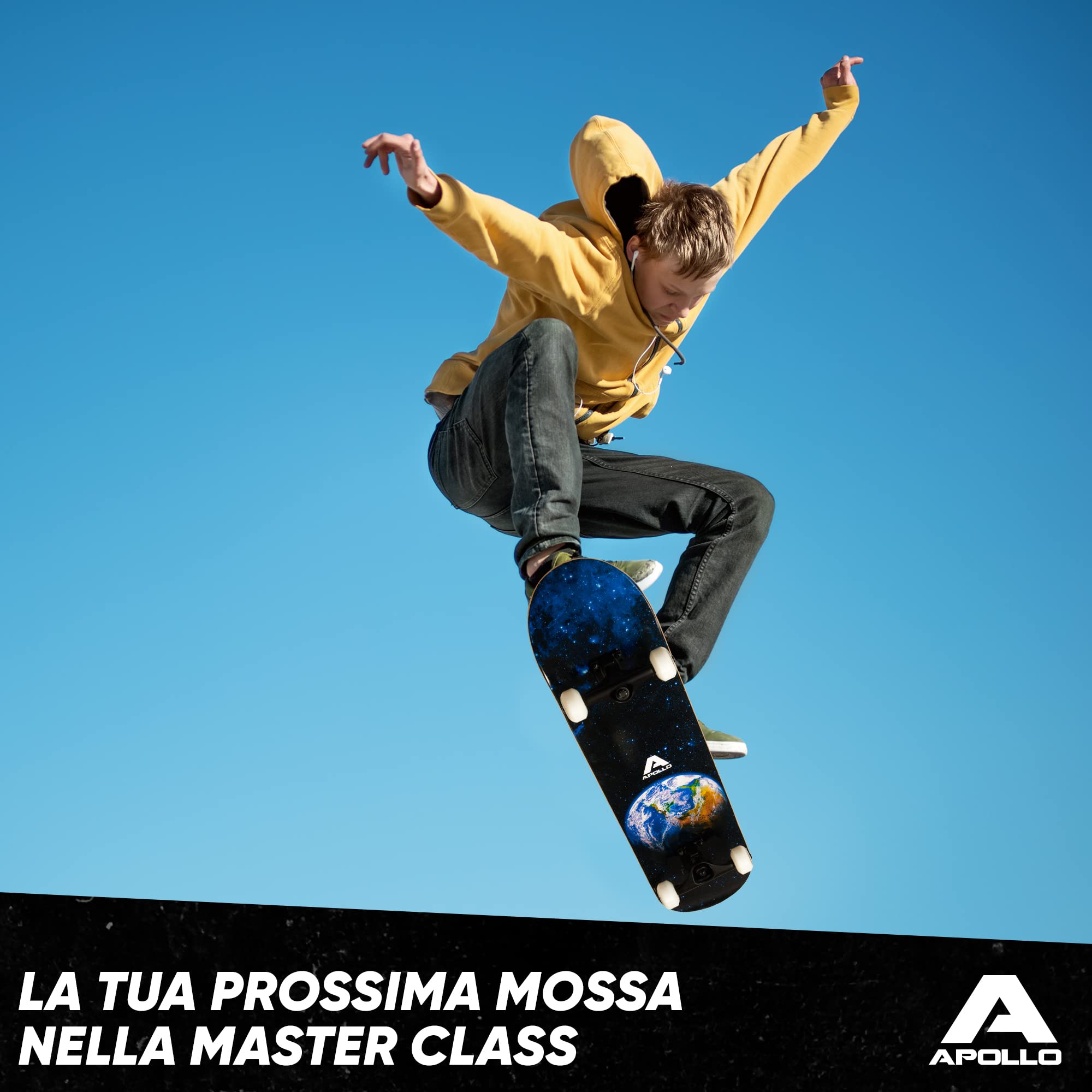 Apollo Skateboard Professionale Completo – Skateboard Bambino, Ragazzo, Adulto - Tavola Skate in Legno a 7 Strati – Tavola Skateboard Design Originale, Medium Concave, Cuscinetti a Sfera ABEC-7