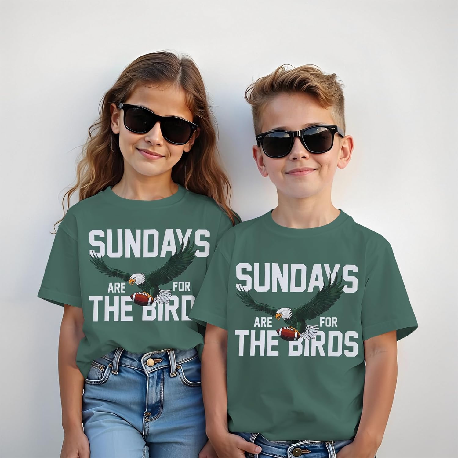 KEKEMI Boys Girls Football Ballgame Shirts Sundays for The Birds T-Shirt Game Day Outfit Kids Sports Tees Football Fans Tops - Image 5