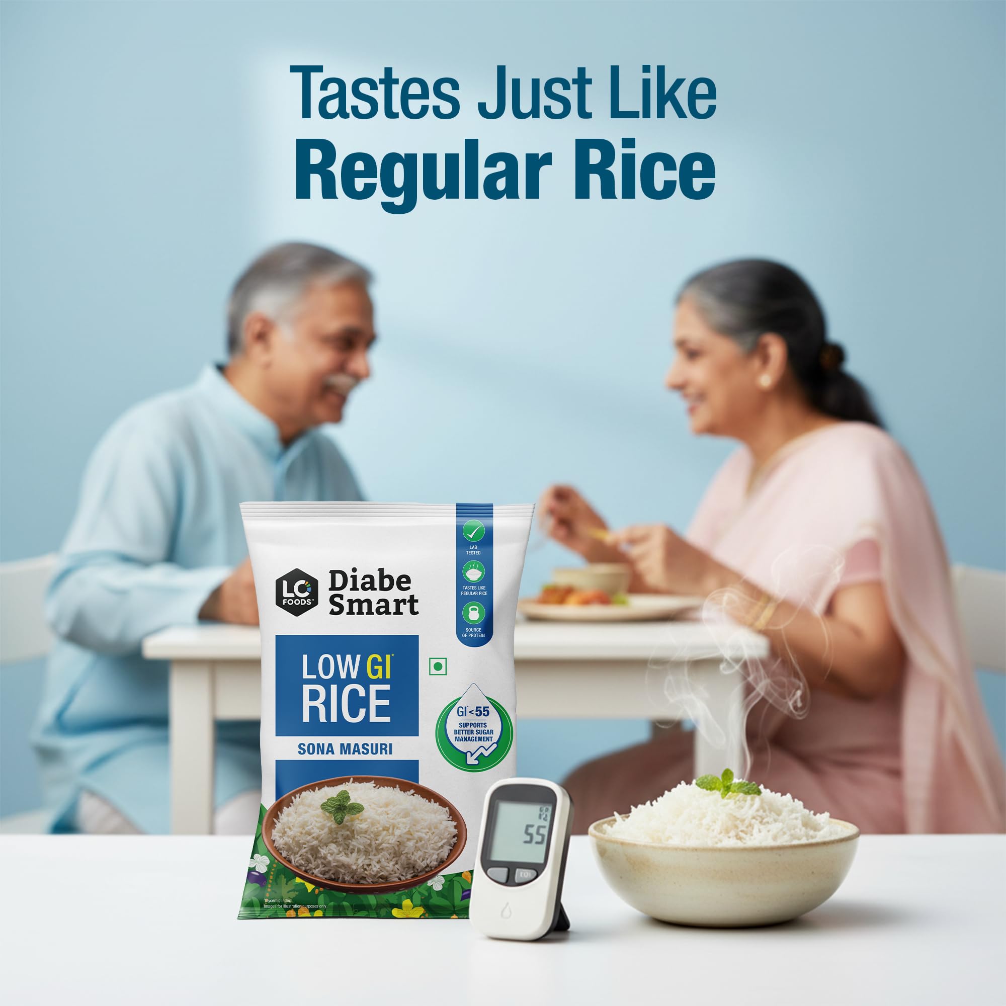 DiabeSmart Premium Diabetic Rice 10kg, Tested Low GI Rice For Diabetic, Sugar Free Rice To Manage Blood Sugar Level, Sona Masoori Rice, Healthy Low Carb Brown Rice equivalent, Diabetes Food Products 4