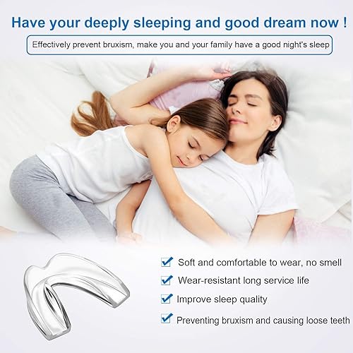 Miniatura 5 de Paquete de 4 protectores bucales para niños para rechinar los dientes y apretar, elimina la ATM, detiene el bruxismo, la noche atlética y el